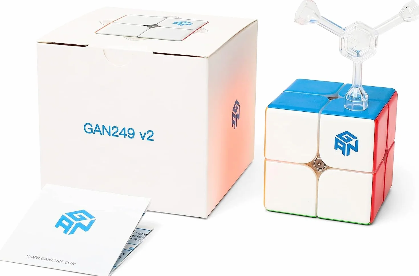 GAN 249 V2, Kostka 2x2 Dla Speedcuberów, Mini Układanka 2x2x2 49mm (Z Kolorowym Plastikiem)