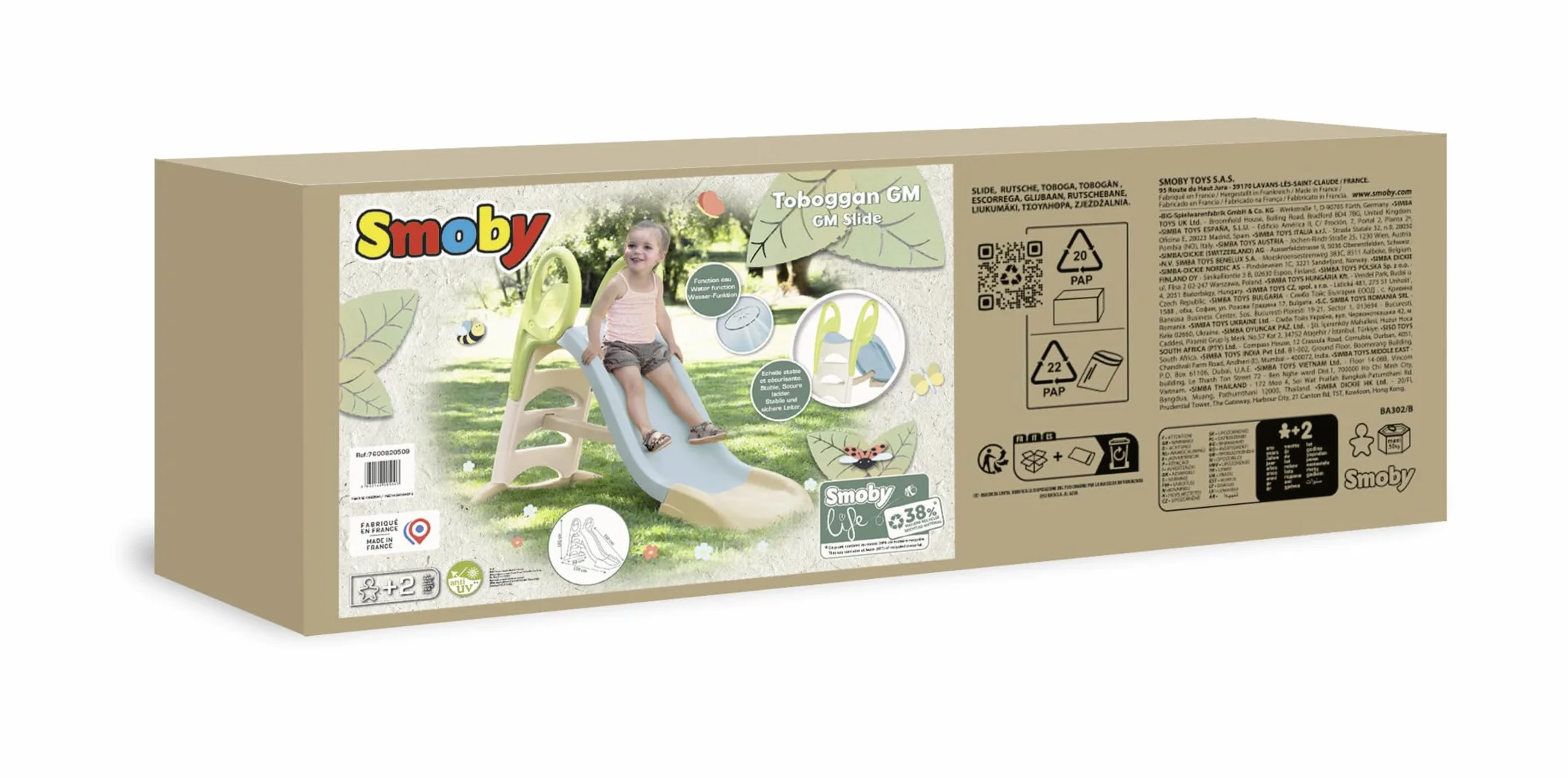 Smoby Life - Duża zjeżdżalnia - Zjeżdżalnia 150 cm - Wysokość 1 m - Ergonomiczne uchwyty, antypoślizgowe stopnie - Powłoka anty-UV - Materiał z recyklingu - Od 2 lat - Wyprodukowano we Francji