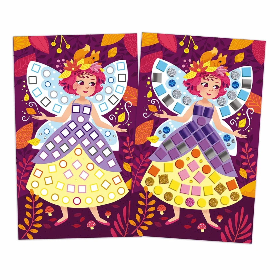 Janod - Princesses and Fairies Mosaics Set - Les Ateliers Du Calme - Kid'S Creative Leisure Kit - Teaches Fine Motor Skills and Concentration - Ages 5 and Up, J07962