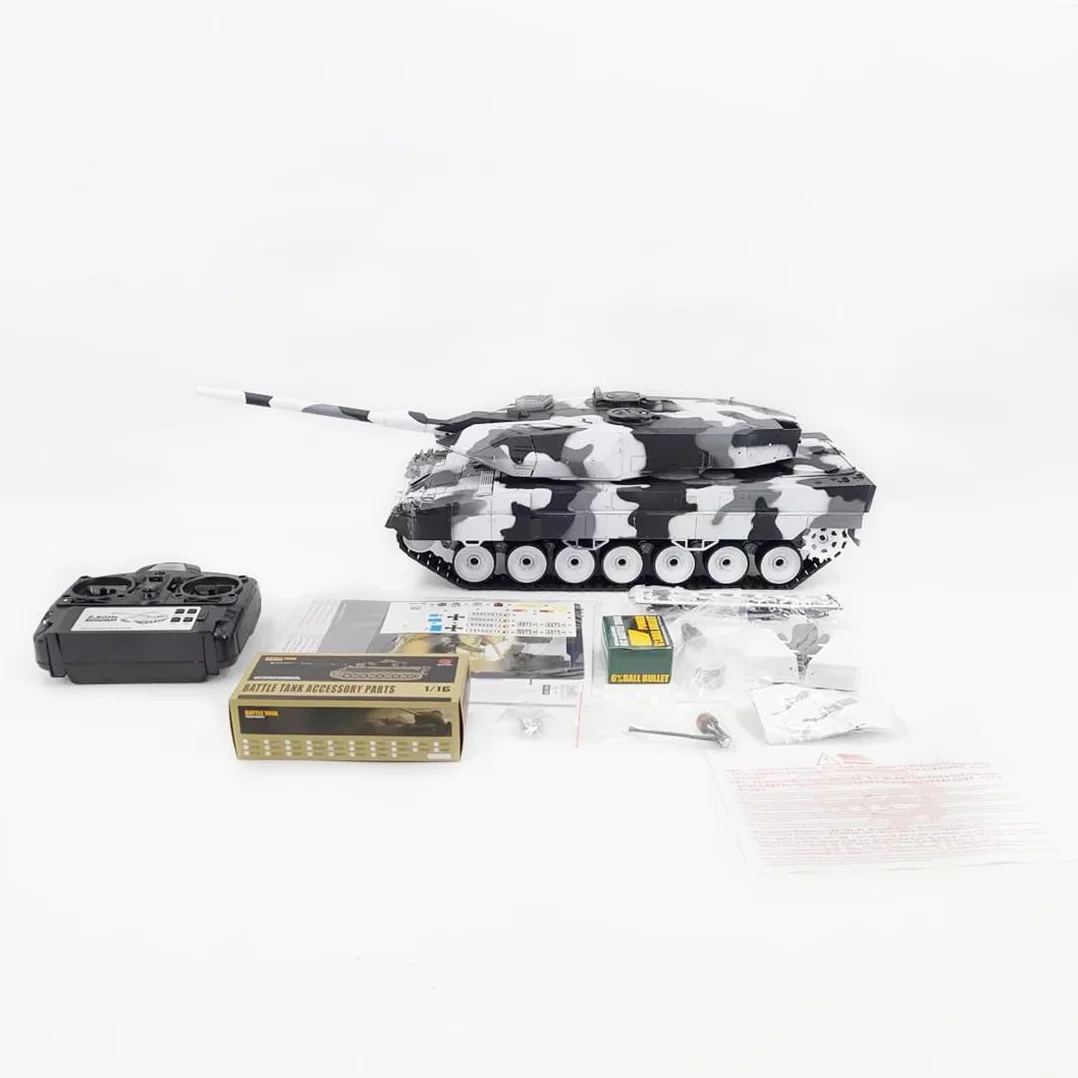Model czołgu bojowego 1:16, 2,4 G, niemiecki leopard 2 A6 wojskowy czołg z efektami dymu, zestaw modelarski dla fanów wojskowych i dorosłych