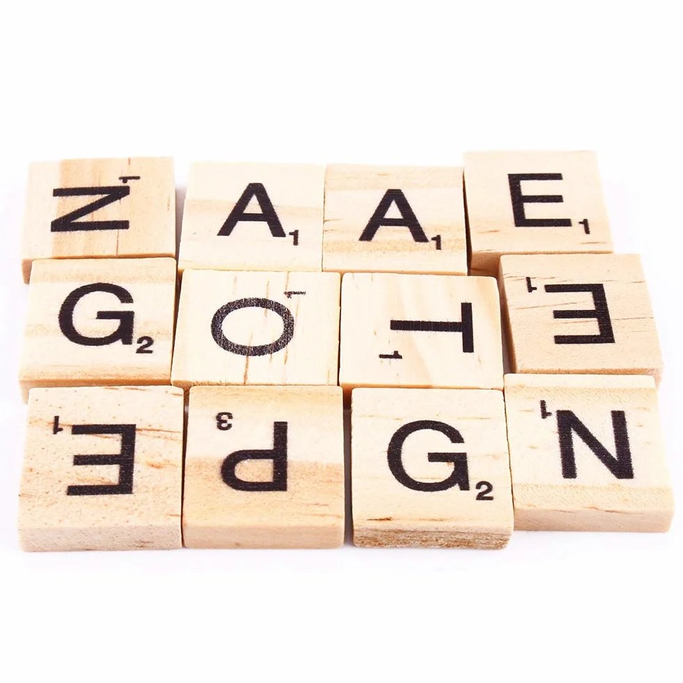 Drewniane Płytki Scrabble 100 Sztuk Z Literami Do Rzemiosła