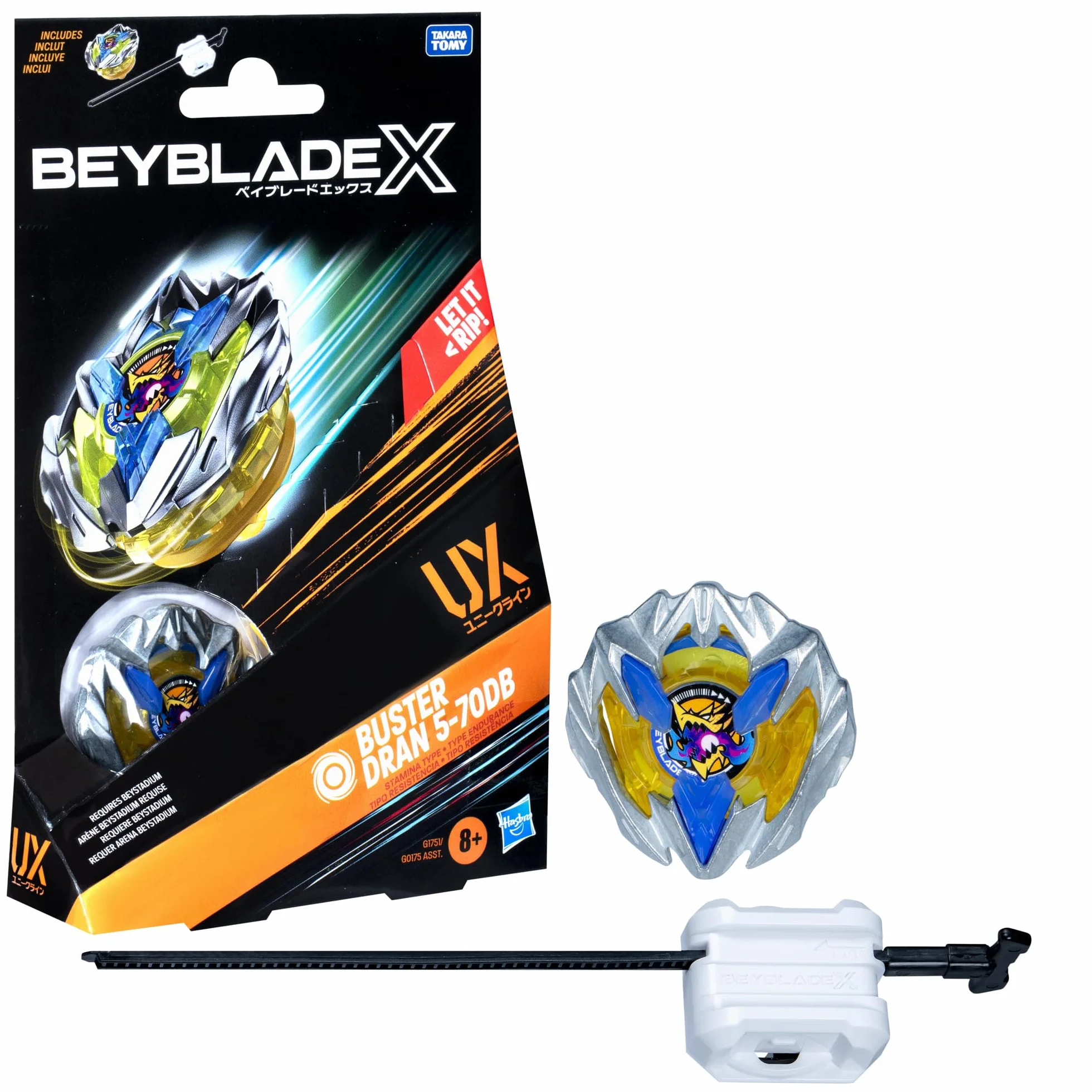 Pakiet startowy Beyblade X Buster Dran 5-70DB UX, bączek i wyrzutnia
