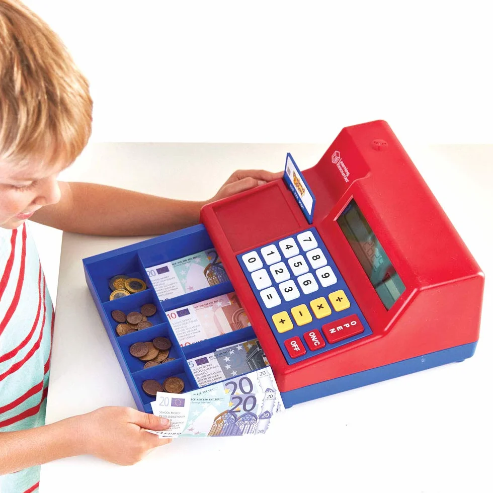 Learning Resources Pretend & Play Kalkulator Gotówka Zarejestrowa? z Euro Bawi? si? Pieni?dze