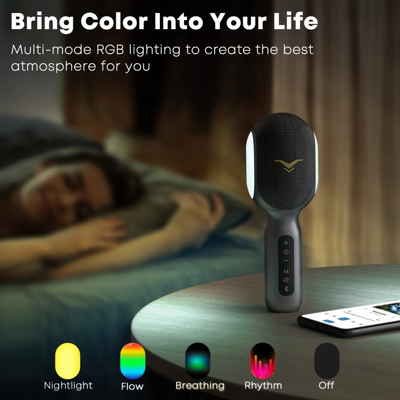 StageSound Mikrofon do karaoke, bezprzewodowy Bluetooth LED, przenośny zestaw dla dzieci, nagrywanie muzyki, tryb akompaniamentu, domowe urządzenie do karaoke, kompatybilny z systemem iOS Android FM w