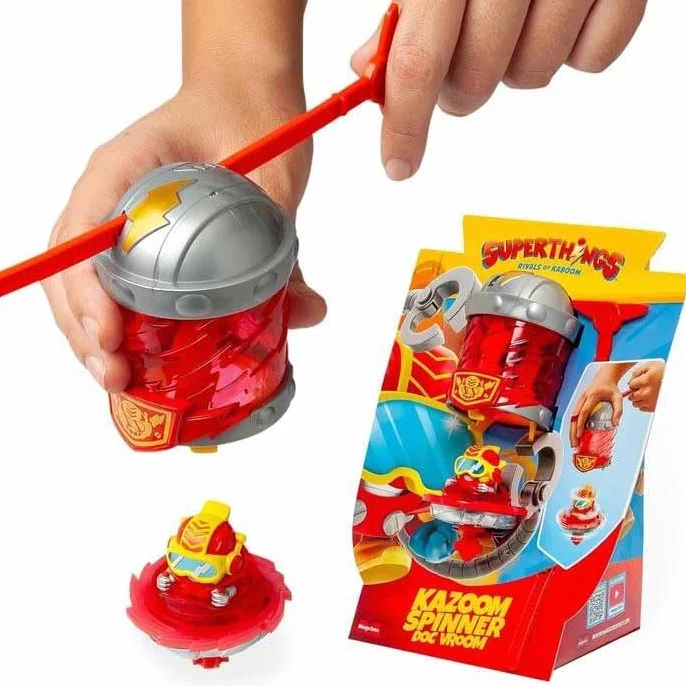 SUPERTHINGS KAZOOM Power - Kazoom Spinner - Doc Vroom, zawiera 1 kapsułkę Kazoom, 1 bączek Kazoom i 1 pasek.