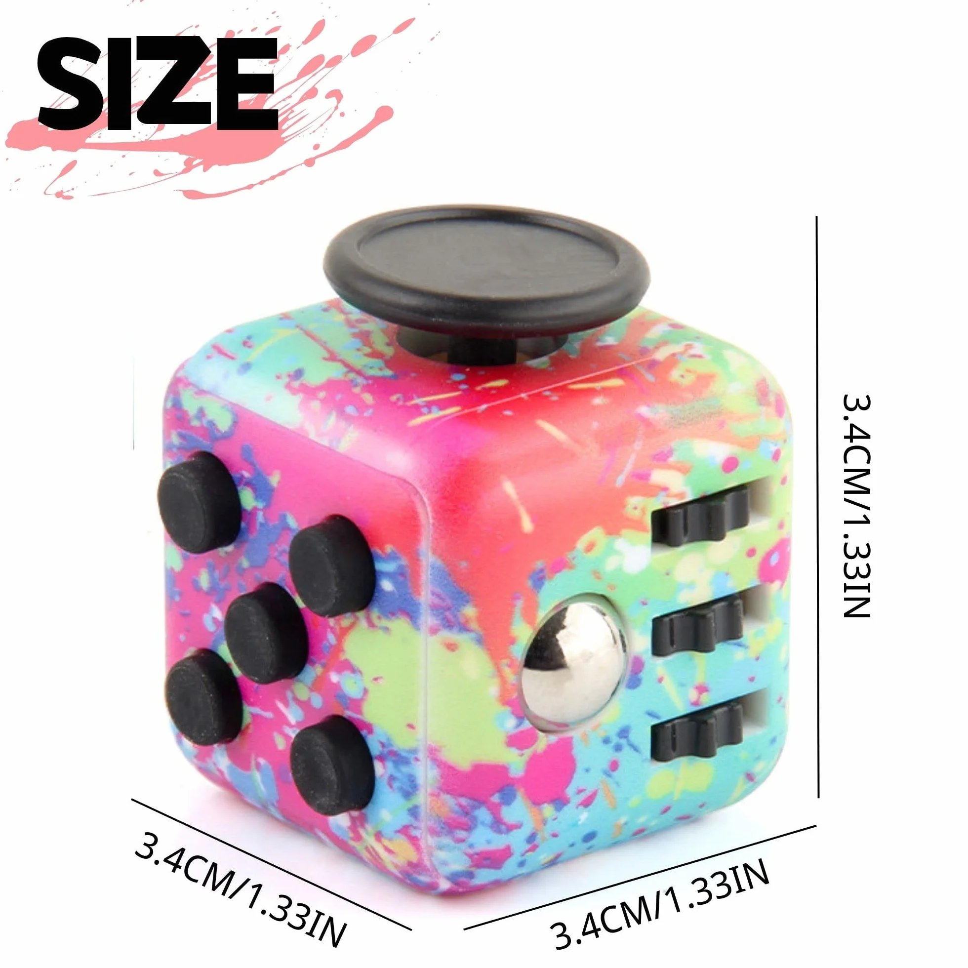 Yeefunjoy Zabawka antystresowa, kostka Fidget z 6 modułami kojącymi, zabawka Fidget z palcami, zabawka Fidget do nauki i pracy, prezent dla dorosłych, dzieci, nastolatków