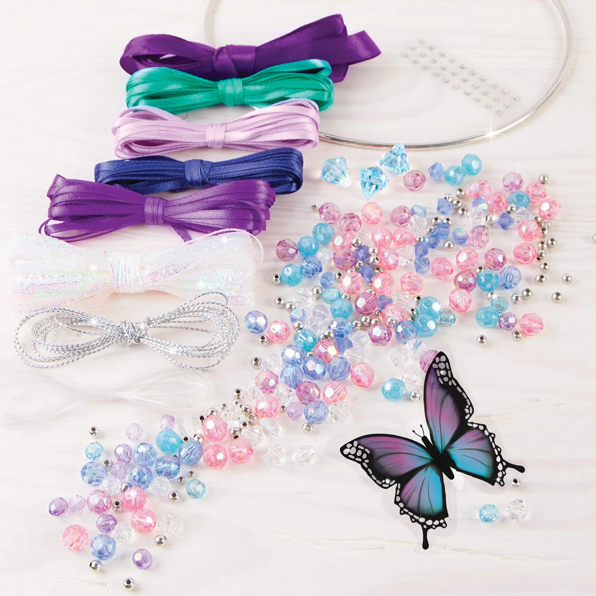 Make It Real – DIY Dreamcatcher. Make Your Own Dream Catcher Arts and Crafts Kit for Tween Girls. Includes Dream Catcher Hoop, Strings and Ribbons, Beads, Butterfly Pin and More