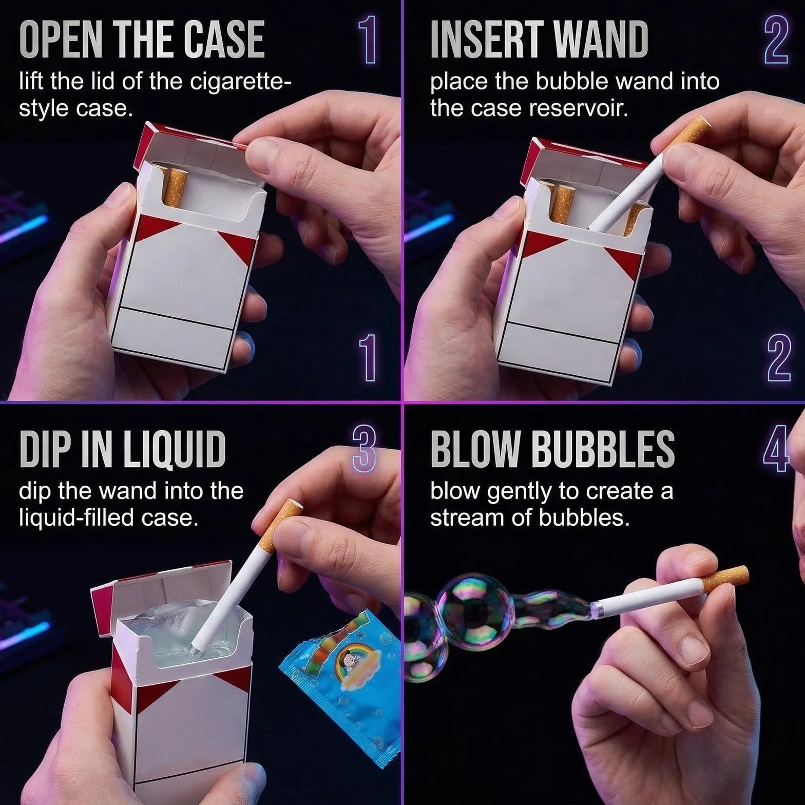 Mini Bubble zabawka dla kobiet i mężczyzn, realistyczna dmuchawa do papierosów, bańki mydlane, akcesoria redukujące stres, mini dmuchawa do baniek mydlanych, nowość na imprezy