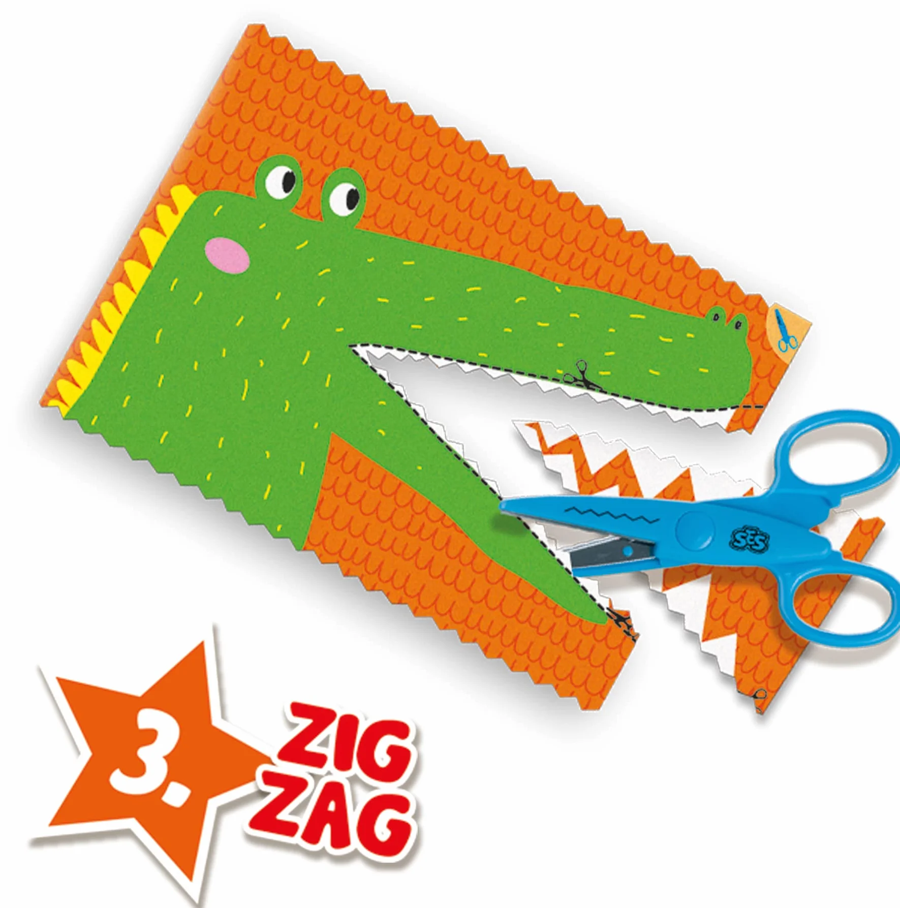 SES Creative Uczę się wycinać krok po kroku Edukacyjny zestaw do krojenia 3-6 lat 3 nożyczki bezpieczeństwa 30 kart do cięcia