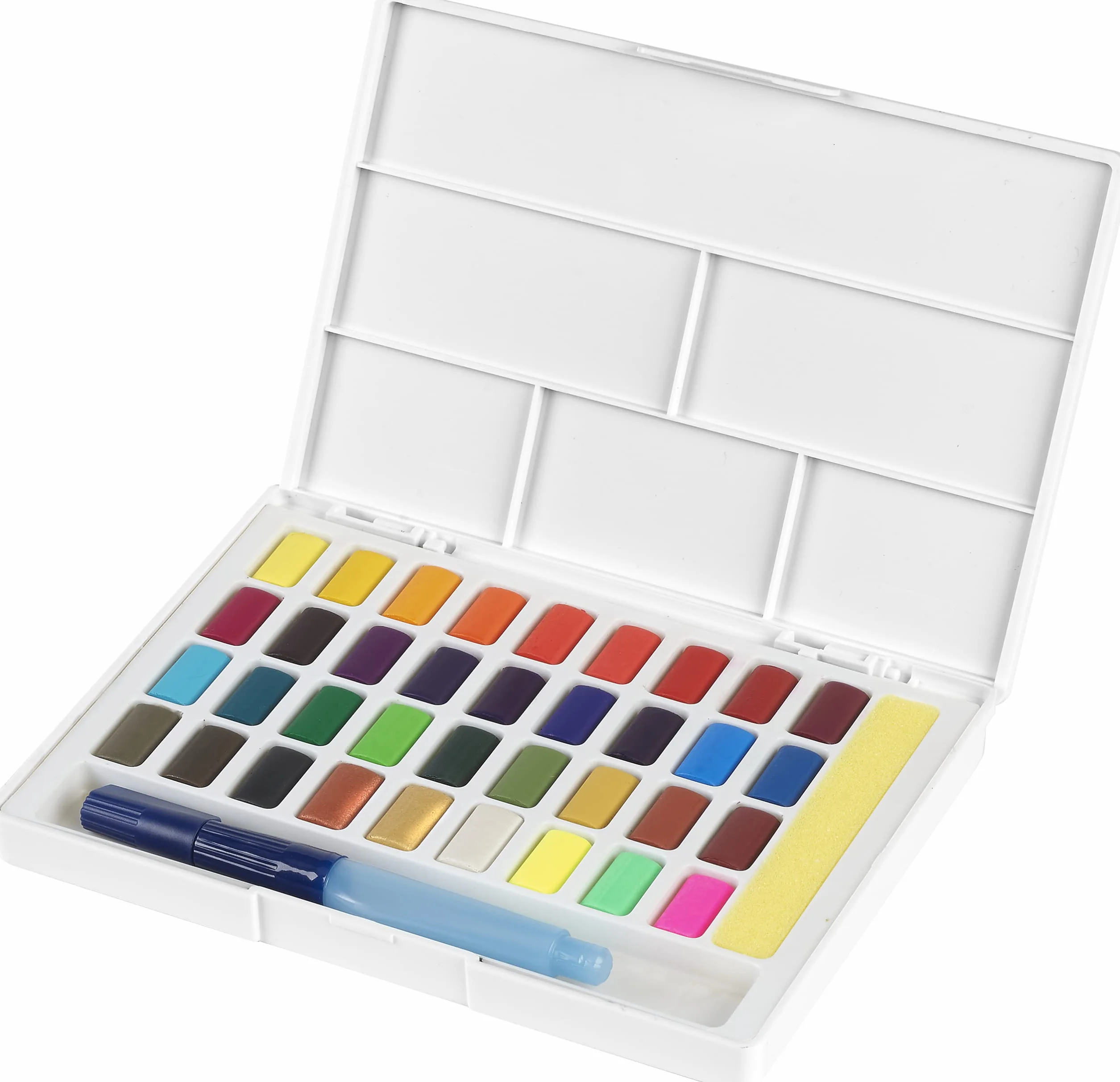 FABER-CASTELL Farby akwarelowe 36 sztuk w kubeczkach z pędzelkiem z zbiornikiem na wodę