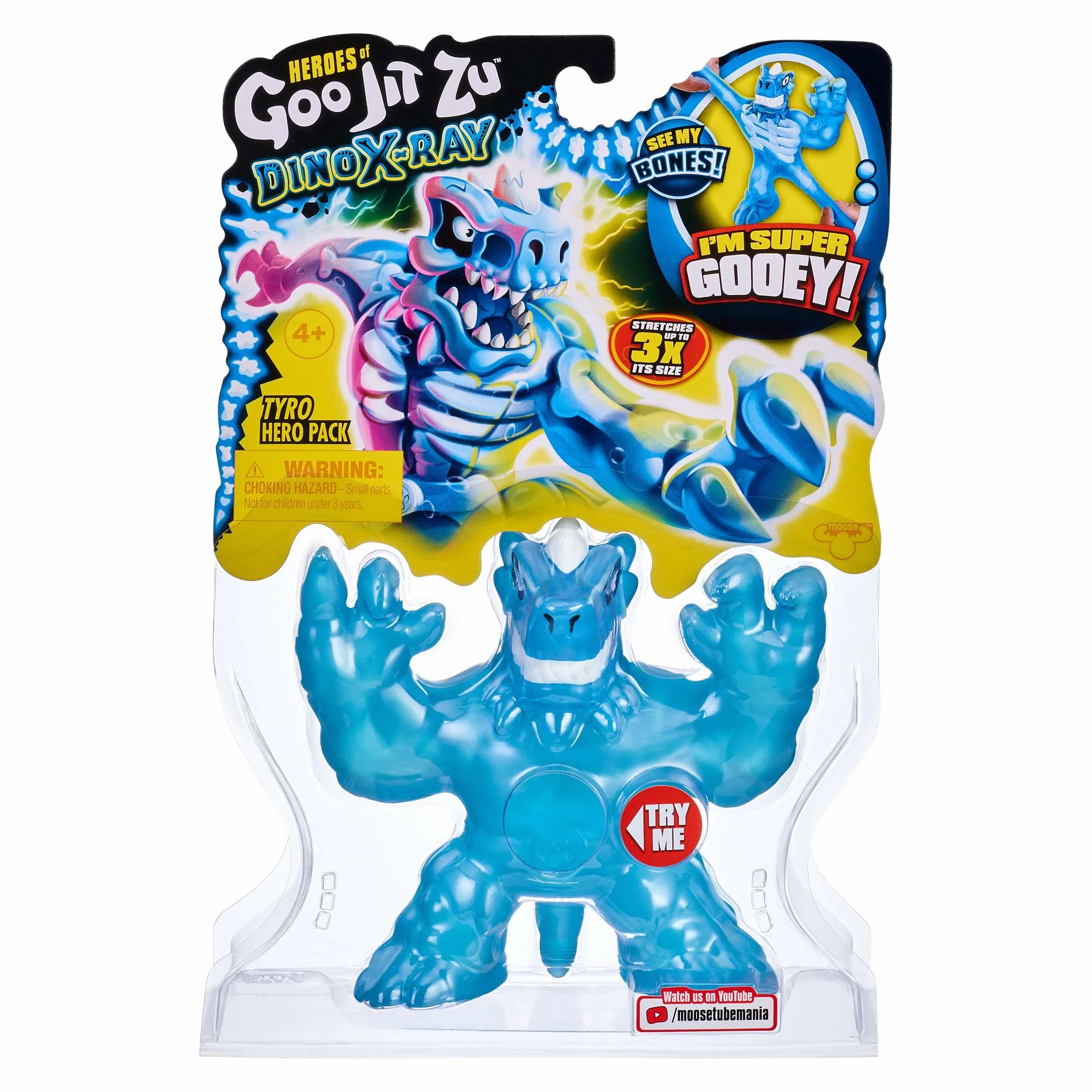 Heroes of Goo Jit Zu Dino X-Ray Tyro Hero Pack. Super Gooey With X-Ray Bones! 4.5 Inch Tall Action Figure. Perfect Christmas/Birthday Present For 4 To 8 Year Olds. Squishy, Stretchy Tactile Play.