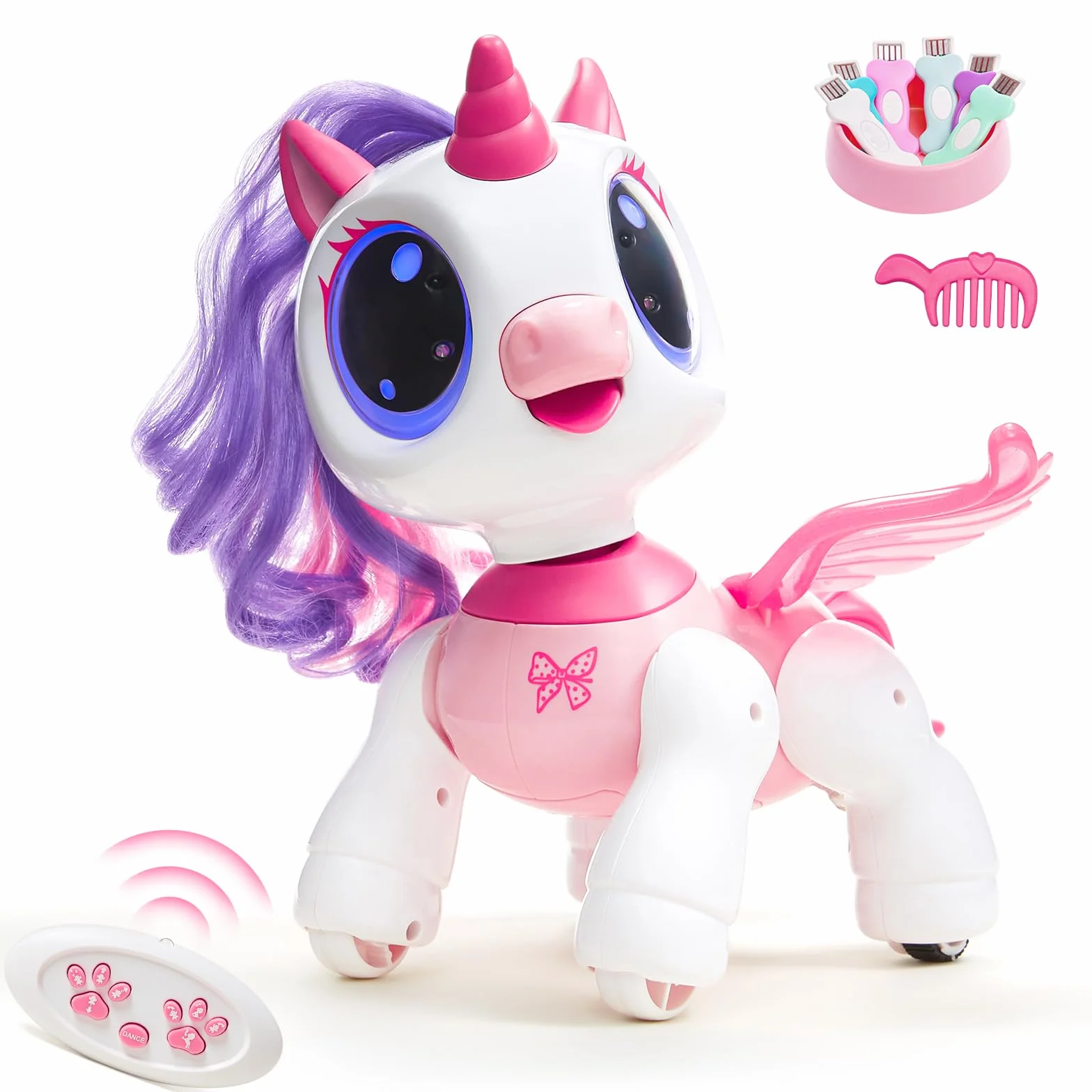 Zdalnego sterowania Robot Toy z interaktywnymi gestami ruchu ręki, STEM Toy Program Treats, Chodzenie i tańce Jednorożec Robot Kids Pink