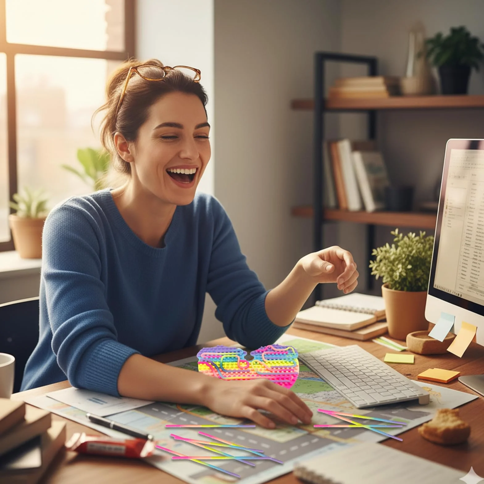 Tablica Aktywności Sensorycznej, Silikonowa Sensory Activity Board, Dwustronna Tablica Aktywności z 11 Kolorowymi Patyczkami, Zabawki Sensoryczne dla ADHD OCD ADD Autyzm (Chmury B)