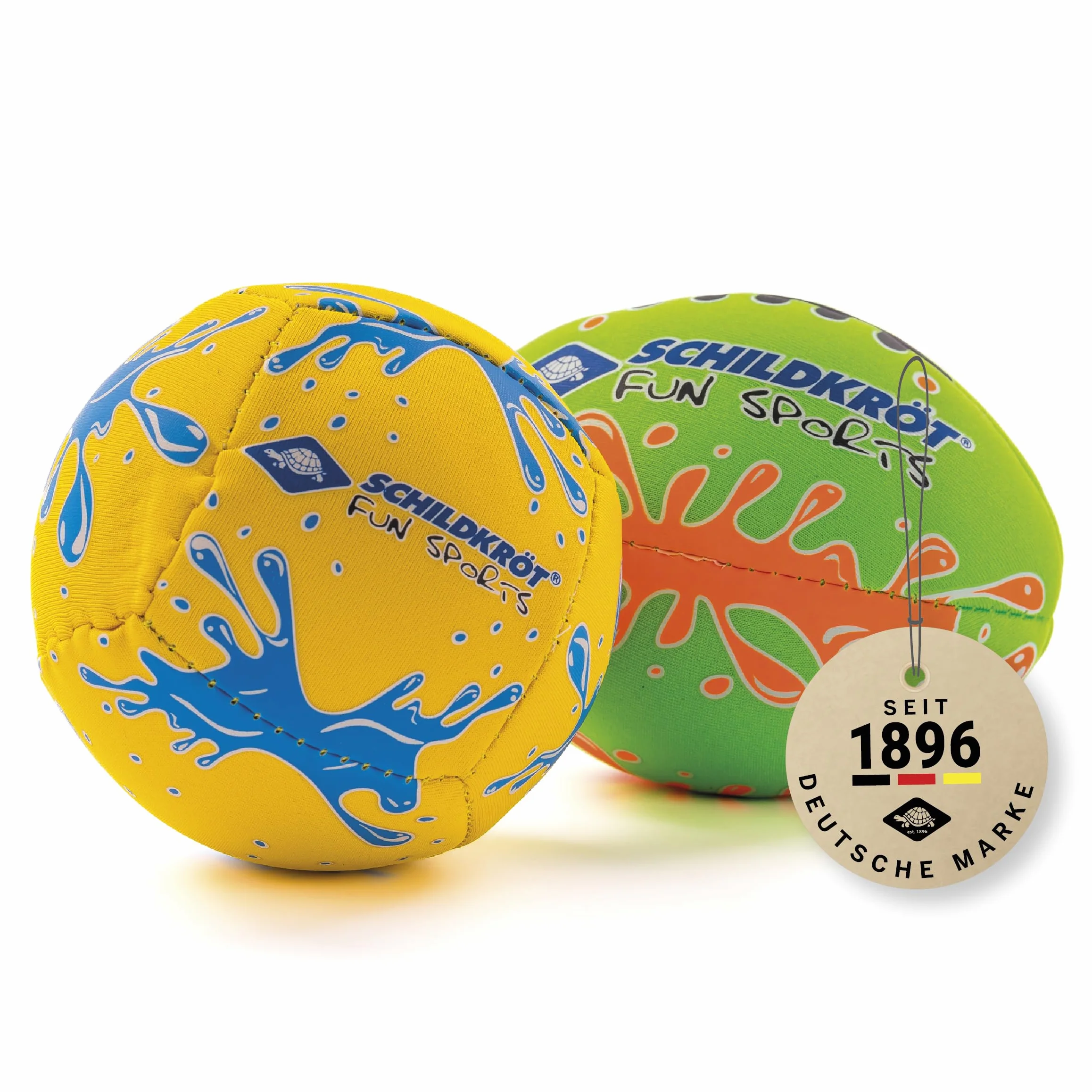 Schildkröt® Zestaw mini piłek, zestaw składający się z 1 siatkówki i 1 futbolu amerykańskiego, Ø 9 cm, poręczny i odporny na słoną wodę, idealny na plażę i wodę, 970282