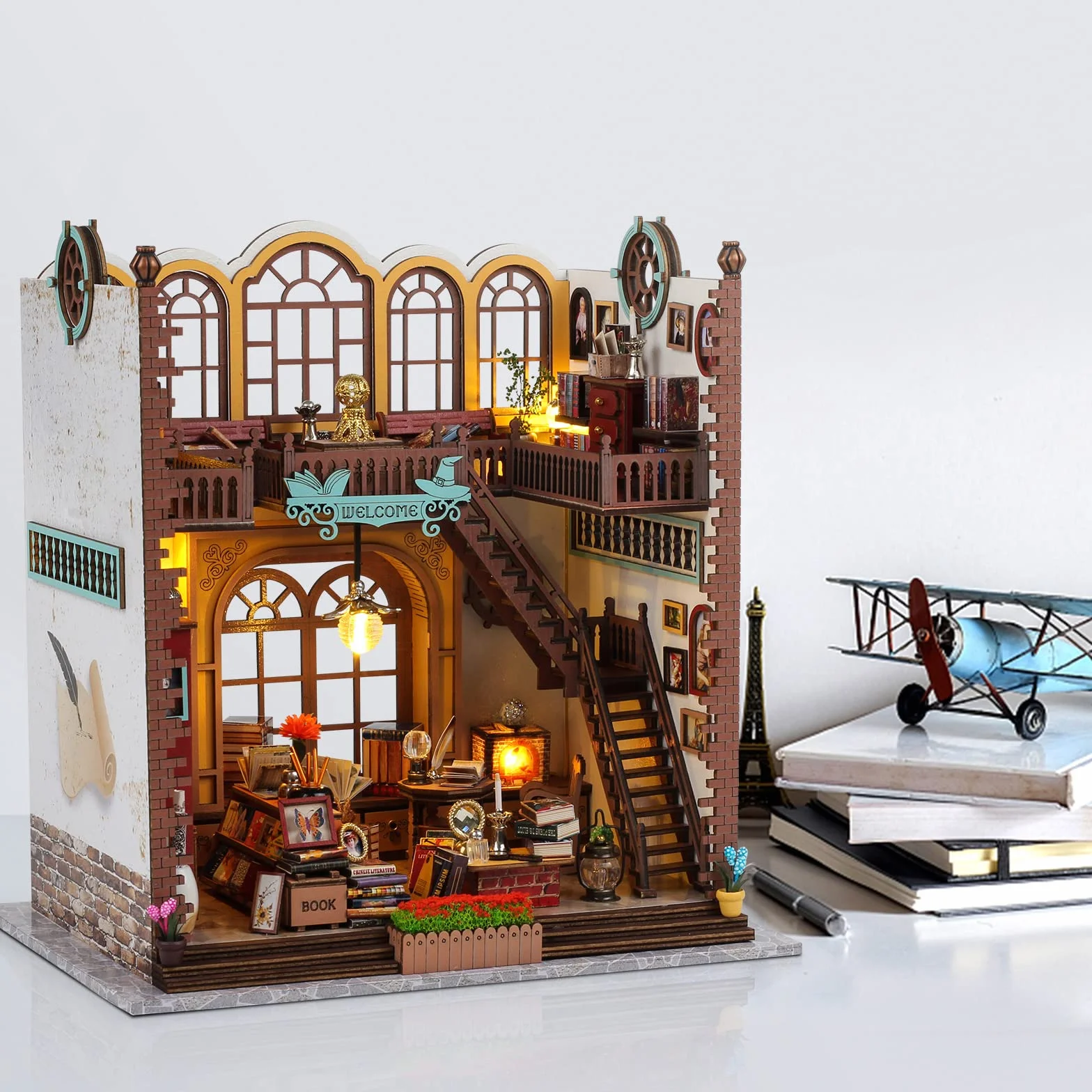 Cuteefun Książka Nook DIY, 3D drewniane puzzle książka ogon, półka do książki Nook, zestaw do samodzielnego wykonania, dekoracja pokoju dla dorosłych, zestaw na urodziny, Boże Narodzenie (magiczna