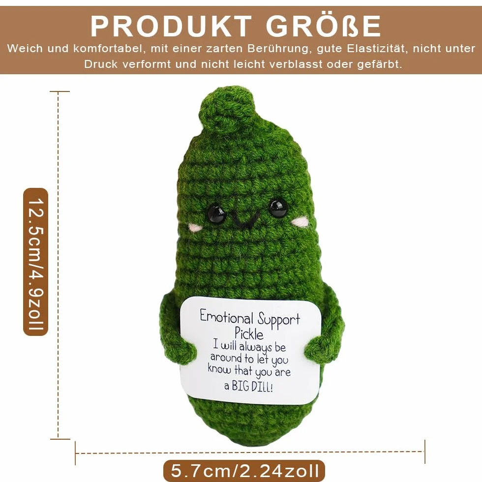 LATRAT Pocket Hug Positive Ziemniak, Creative Knitted Wool Potato Doll, prezent motywacyjny dla przyjaciół, na imprezę, jako zachęta, zielony ogórek sałatkowy
