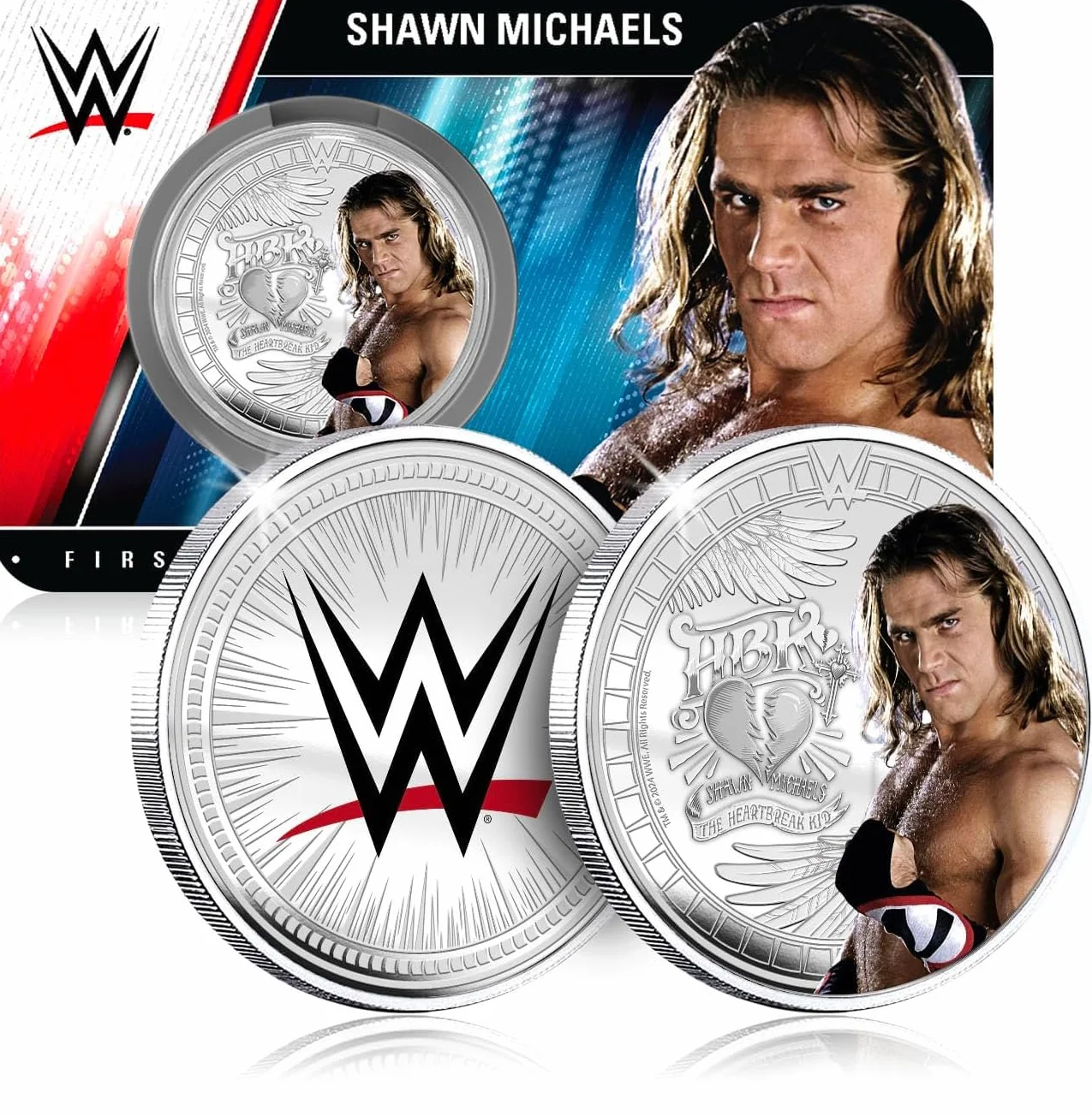 FANTASY CLUB Shawn Michaels WWE 32 mm Oficjalna moneta kolekcjonerska – hołd dla łamaczy serc – limitowana edycja dla fanów i kolekcjonerów