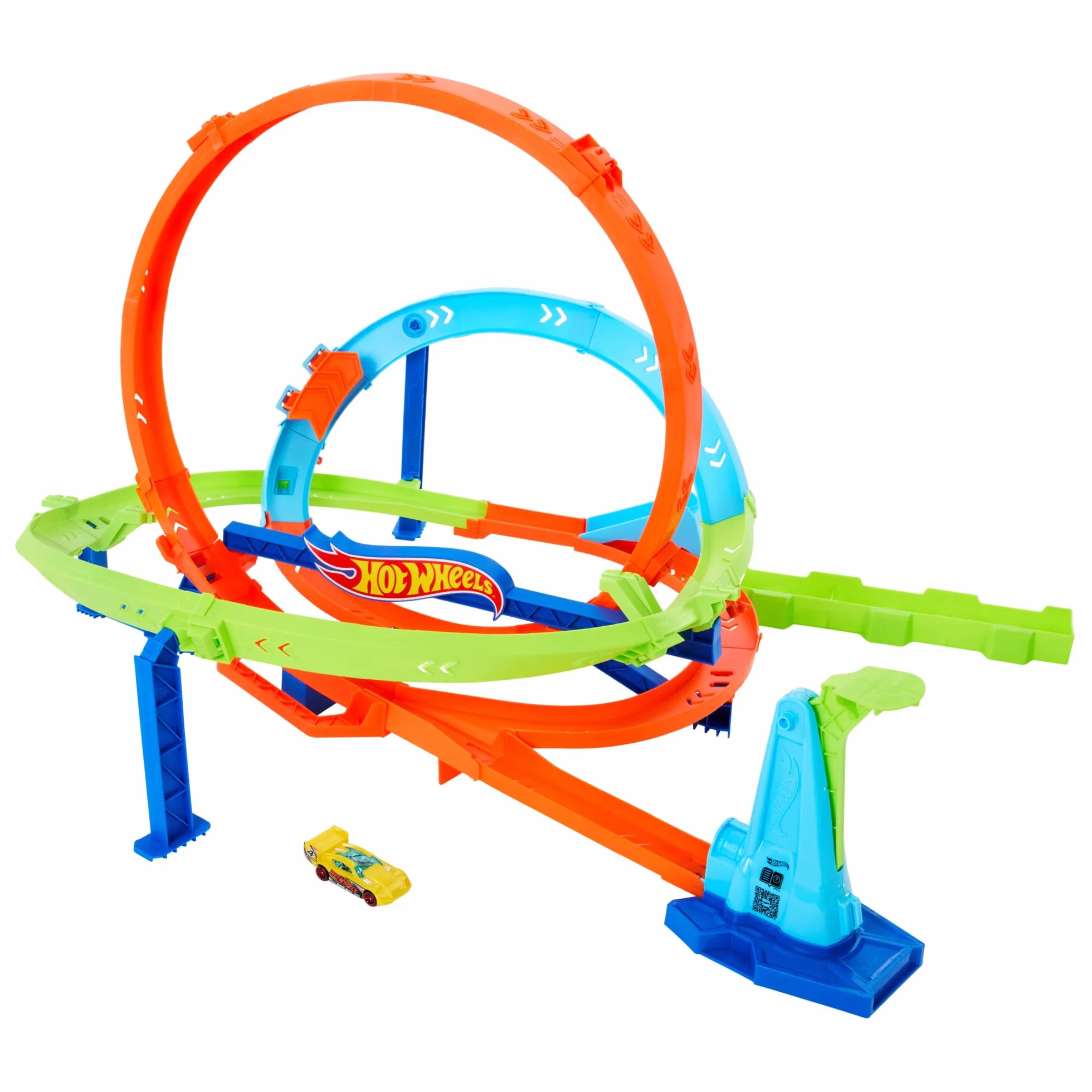 Hot Wheels Let's Race – Na start! - Netflix - Zakręcone tornado Zestaw z 2 sposobami zabawy i 1 samochodzikiem Hot Wheels, łatwe przechowywanie, HXM94