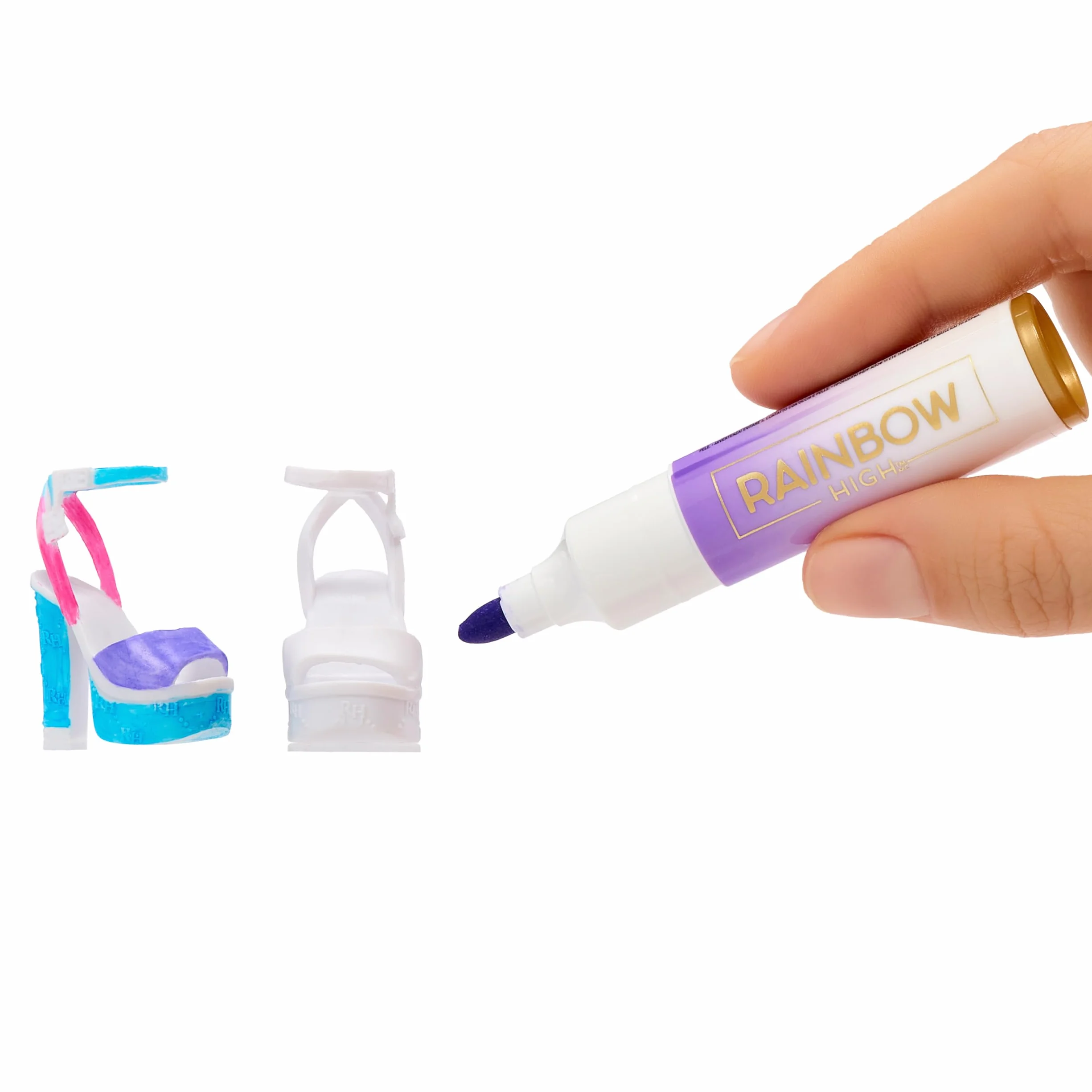 Rainbow High Air Brush & Create - 1 Lalka DIY Z Zestawem Aerografu, Zmywalne Tęczowe Markery, Długie Włosy, Szare Oczy, Kreatywna Zabawa Dla Dzieci w Wieku od 4 do 12 lat i Starszych