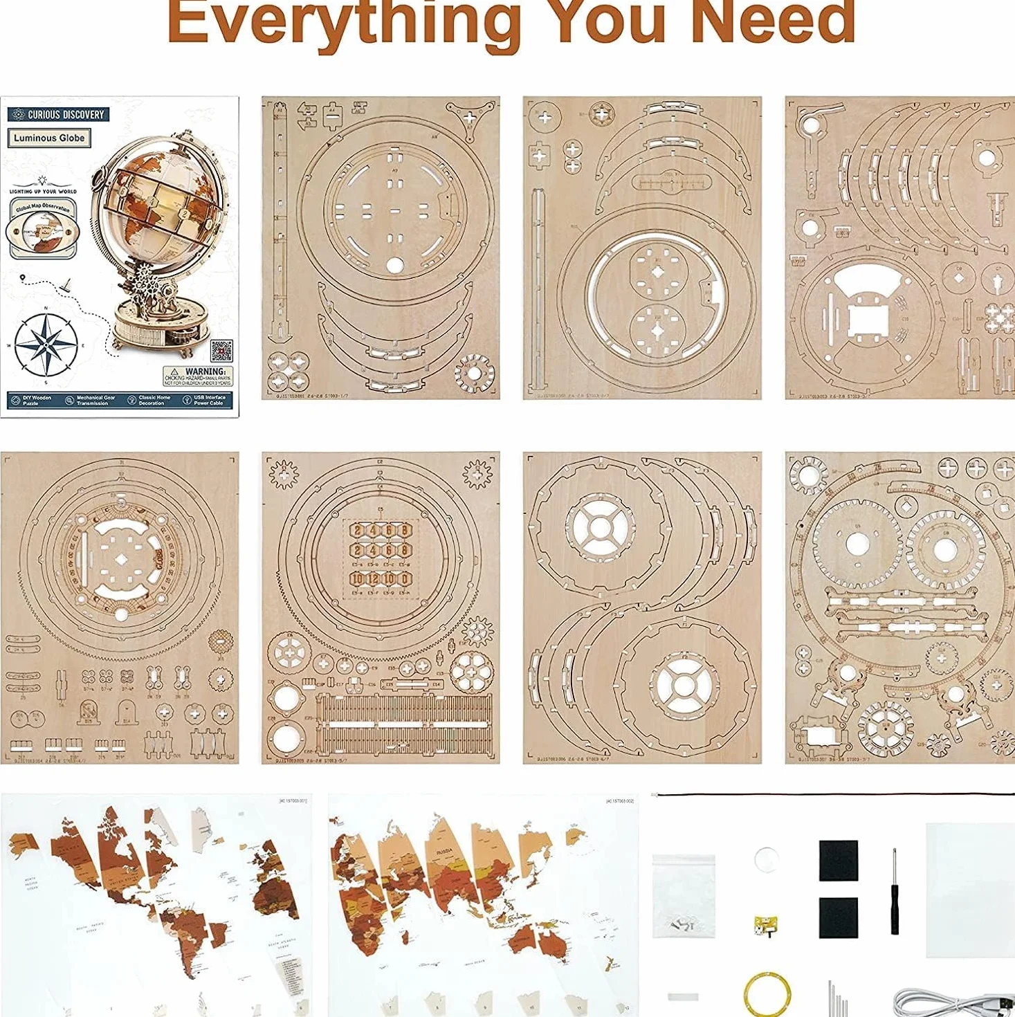ROWOOD Puzzle 3D świecące globusy zestaw do budowania dla dorosłych drewniane lampki nocne LED zrób to sam wystrój domu wyjątkowy prezent na Boże Narodzenie urodziny