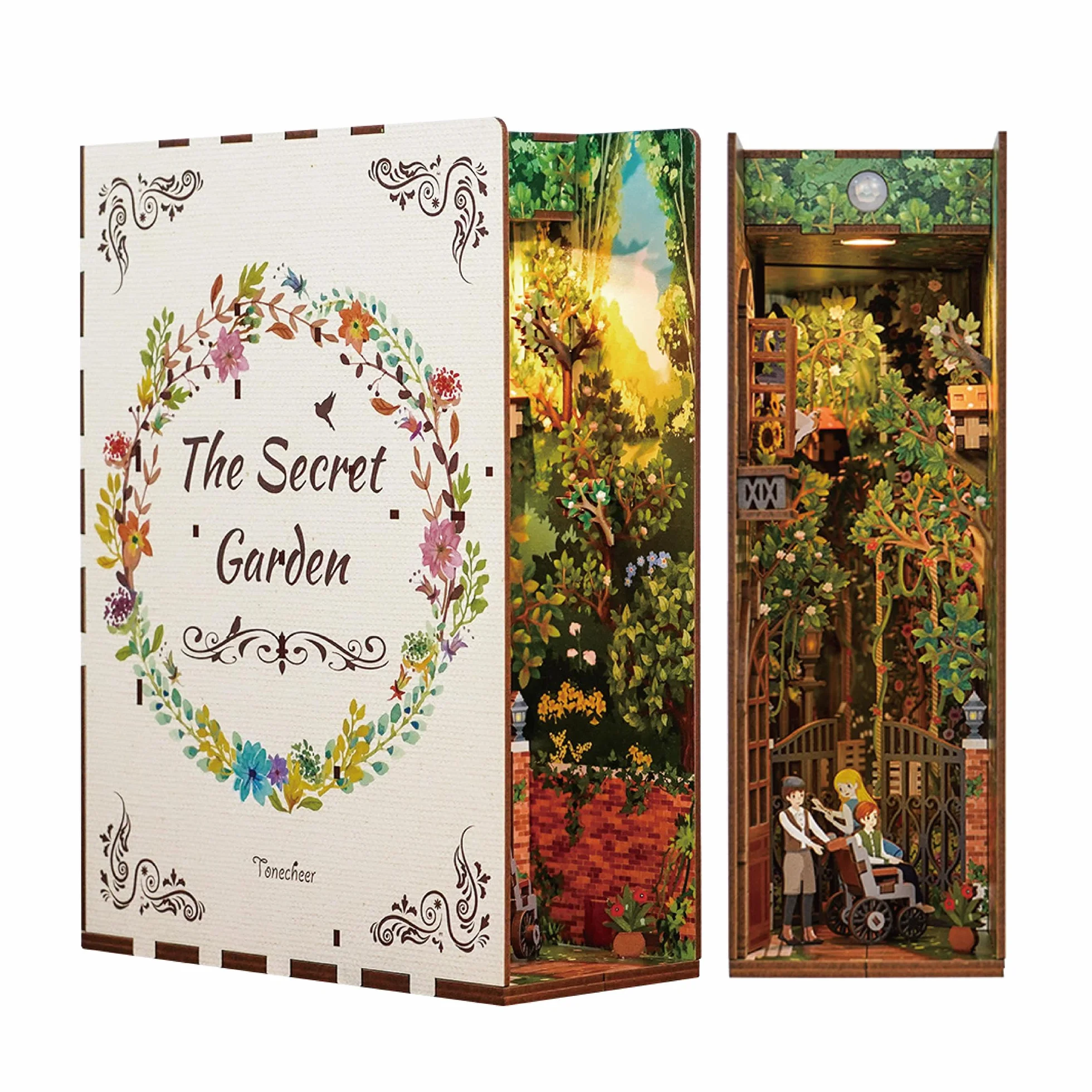 Tonecheer DIY Book Nook Kit drewniany model zestaw 3D puzzle dla dorosłych do budowy miniaturowego domu domki dla lalek miniaturowy zestaw do domu zestaw rzemieślniczy ze światłem spersonalizowane