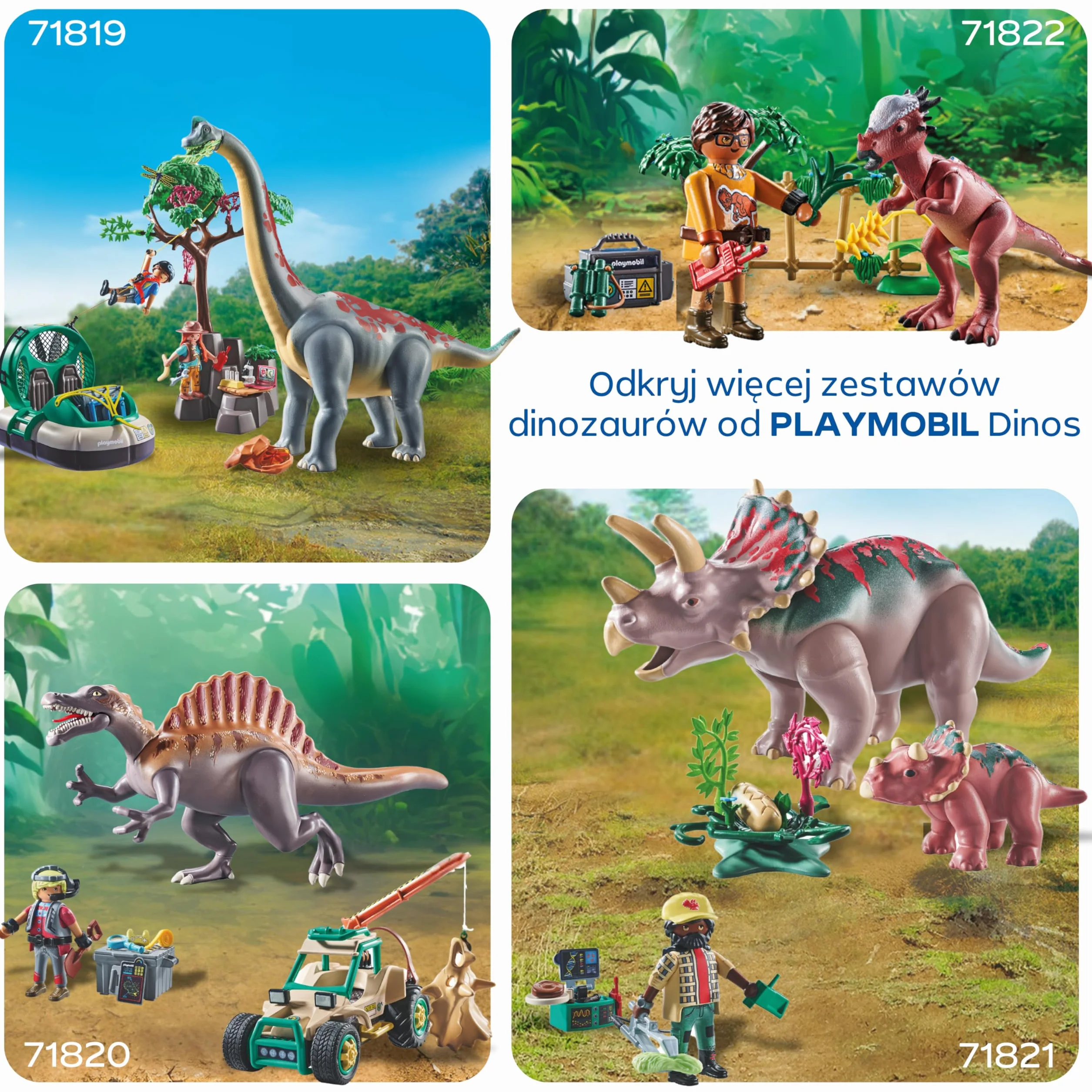 PLAYMOBIL | Dinos | Atak Spinozaura na Wykopaliska Dinozaurów | Zestaw dinozaurów | Zabawka akcji | Zabawka przygoda dla dzieci od 4. roku życia | 71820