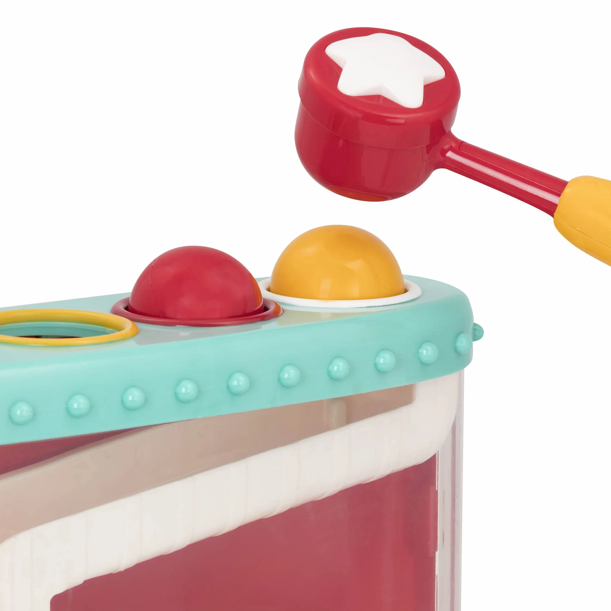Battat Funt & Roll – stacja do zabawy dla dzieci z 1 młotkiem zabawkowym i 4 piłkami dla dzieci 12 miesięcy + (7 szt.)