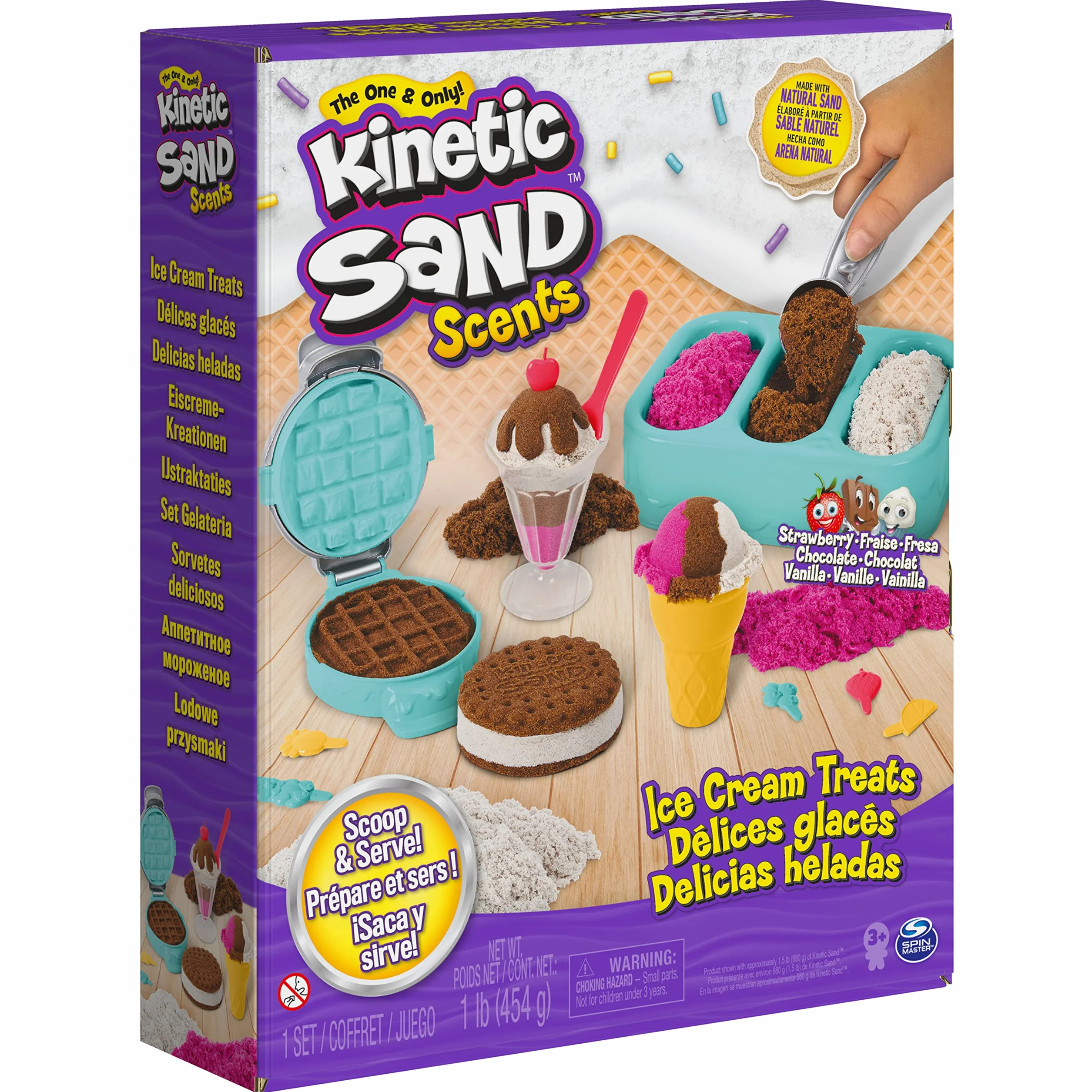 Kinetic Sand Lodowe specjały zestaw 3 kolorów pachnącego piasku kinetycznego z akcesoriami