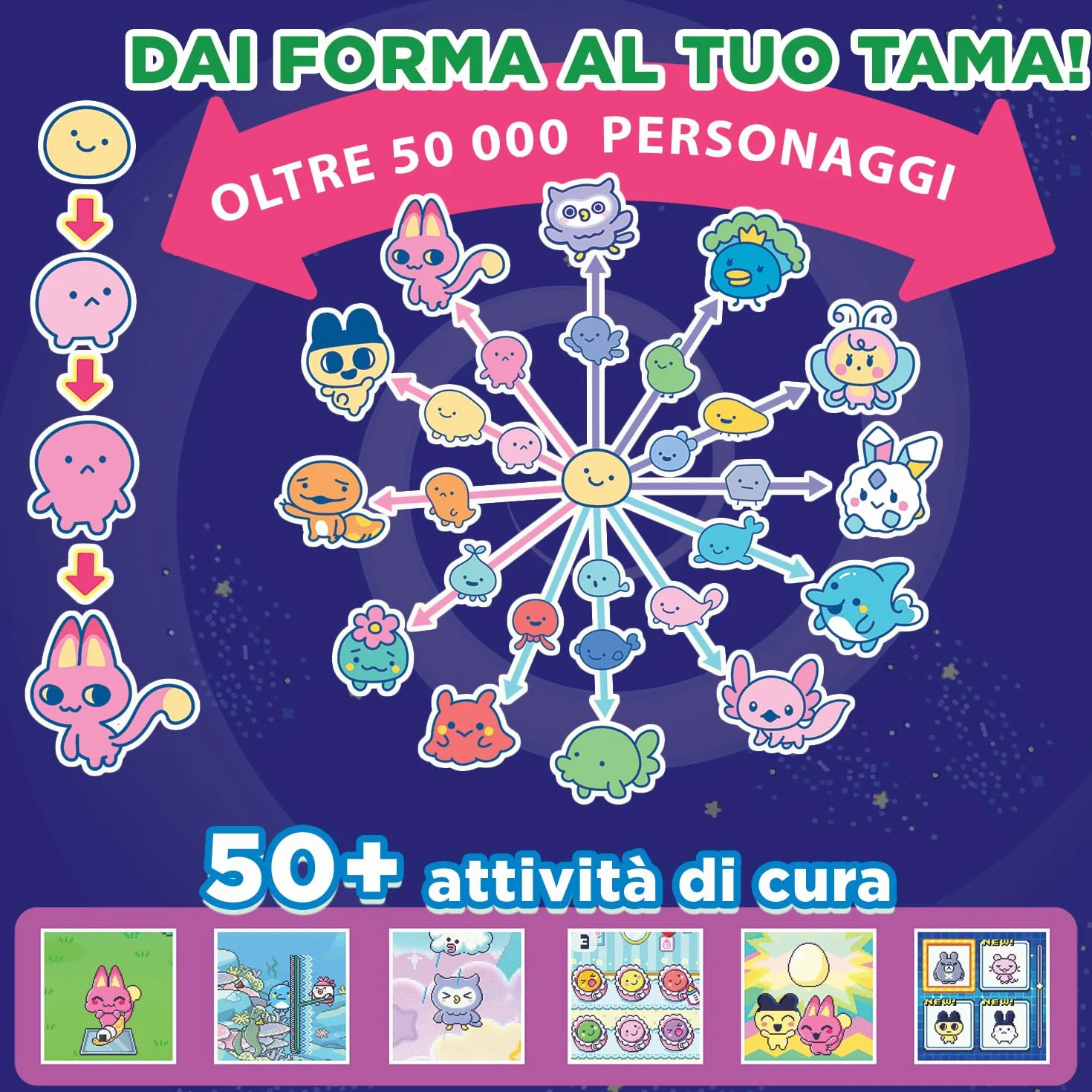 TAMAGOTCHI Bandai Paradise Terre - Wirtualne zwierzę do hodowli z kółkiem zoomu - interaktywna zabawka w języku francuskim - Różowo-zielony model Ziemi - Zabawka dla dzieci w wieku 6 lat i powyżej