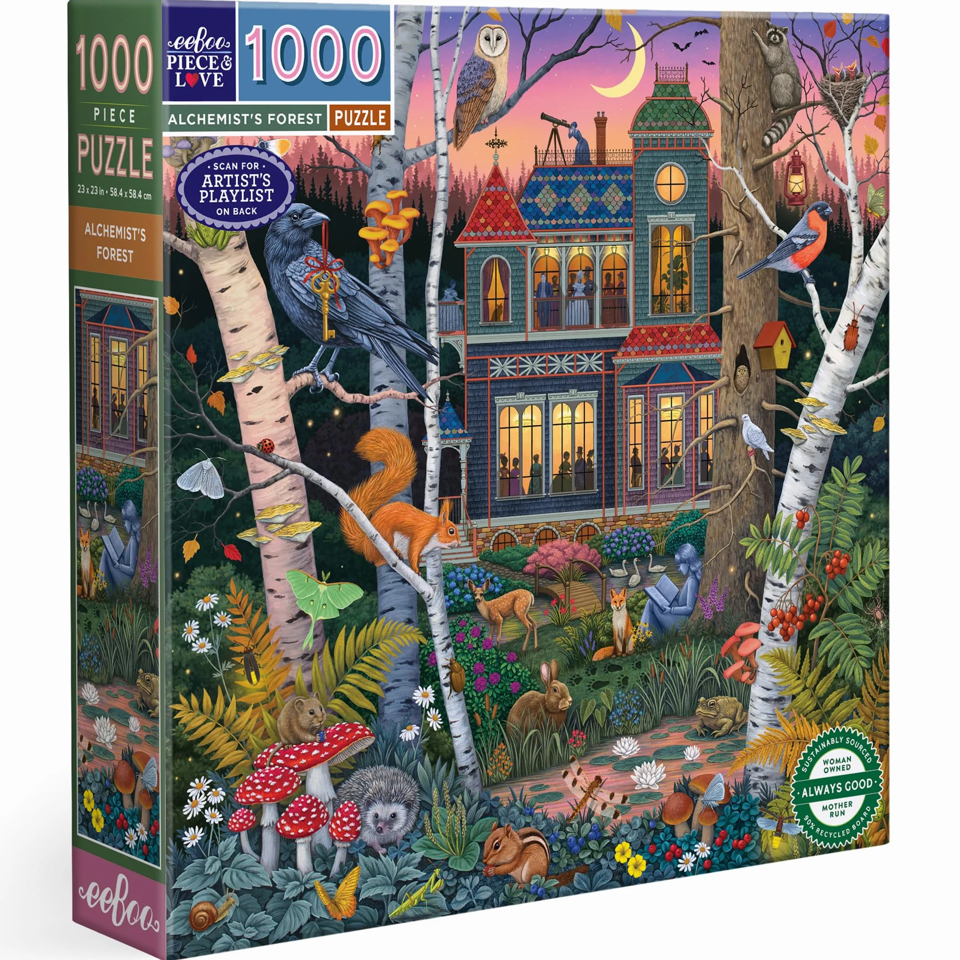 Eeboo Puzzle 1000 elementów Las Alchemika - puzzle dla dorosłych 1000 elementów z kartonu - wymiary puzzli 58,4 cm x 58,4 cm