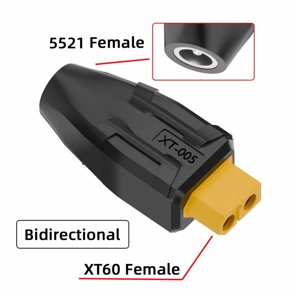 Adapter XT60 gniazdo SC100 protokół na DC 5,5 x 2,1 mm gniazdo adapter do szybkiego ładowania do akumulatora RC Lipo Quadcopter Multicopter Model lotniczy