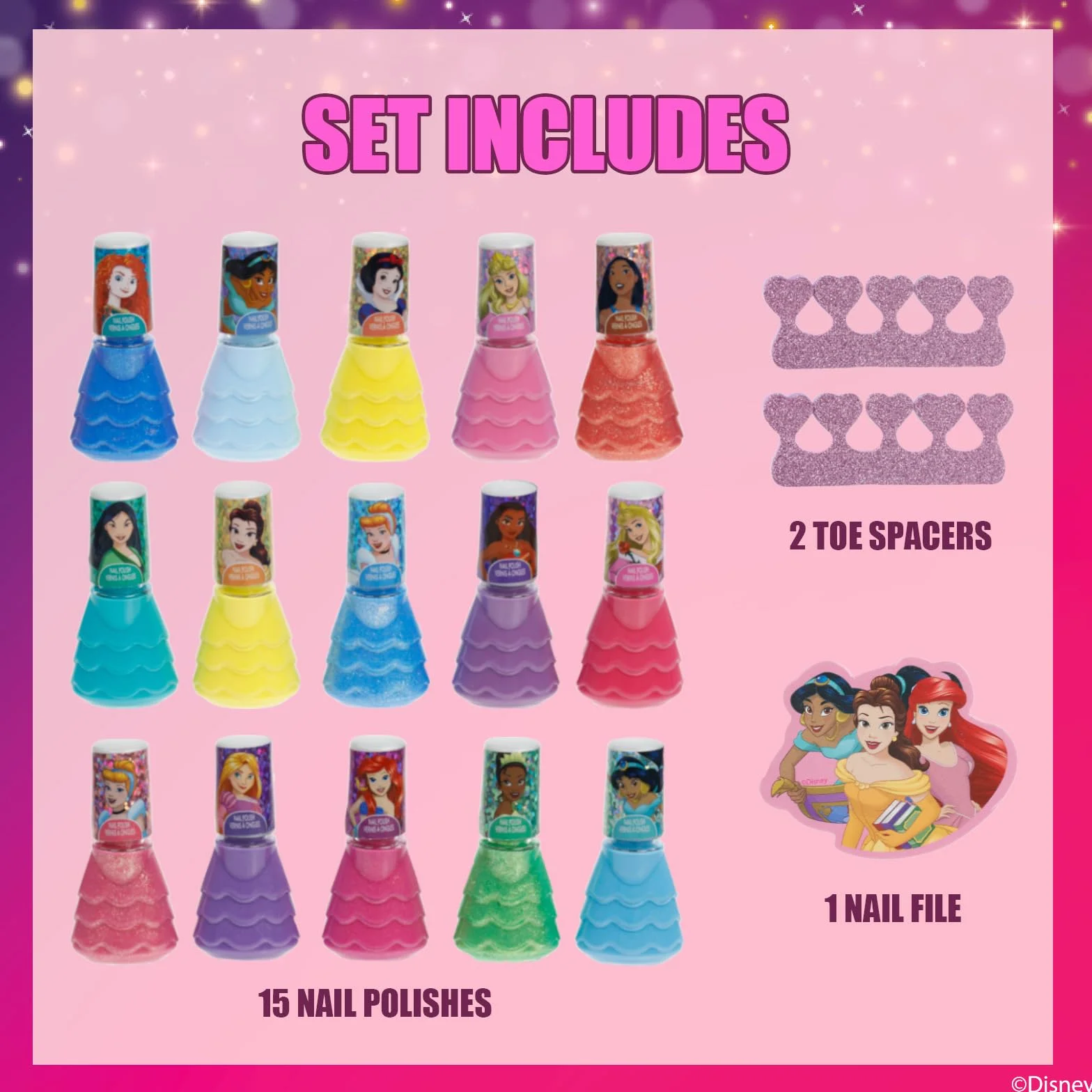 Disney Princess Lakier Wodny 15 szt Dziewczynki 3+ Prezent