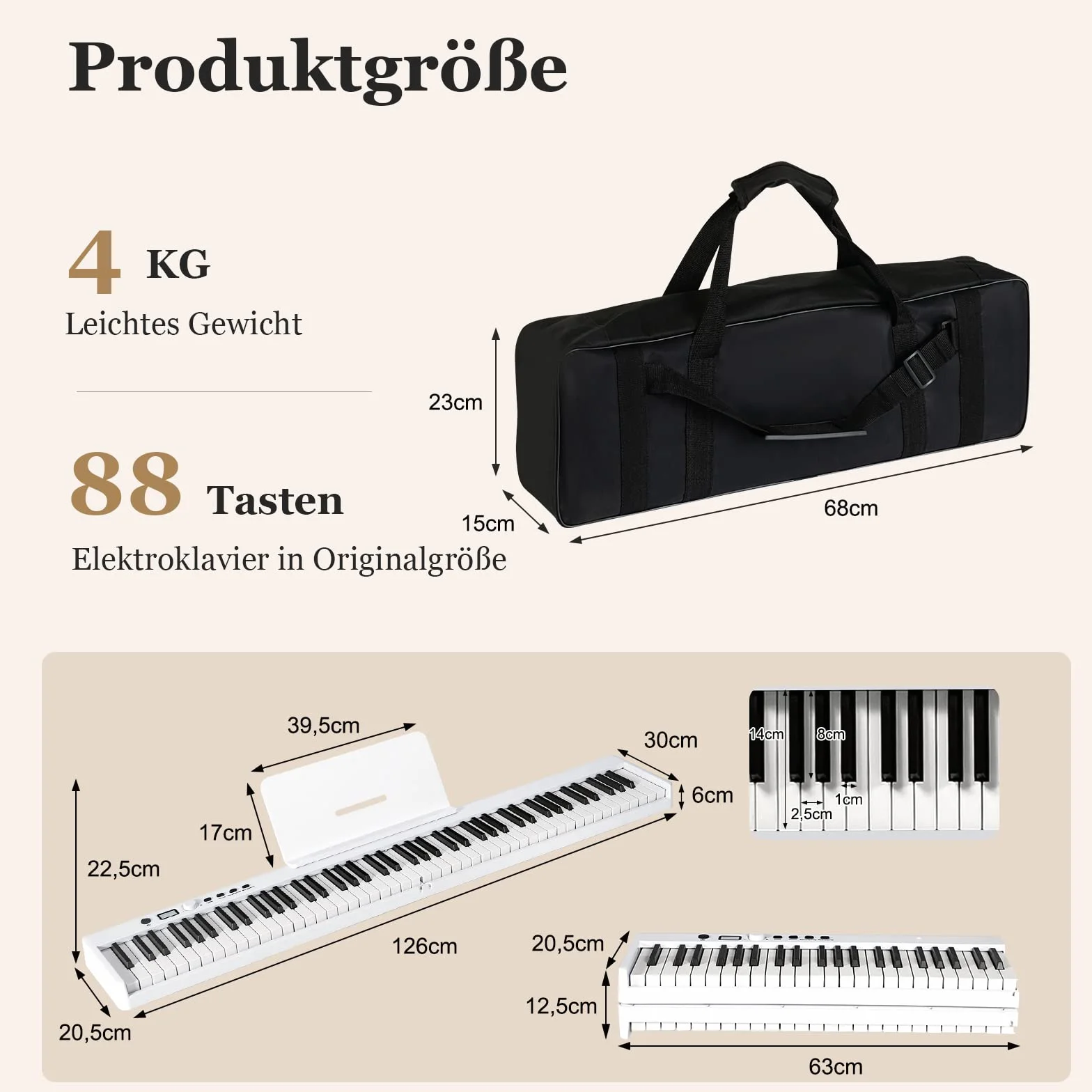 COSTWAY pianino elektryczne 88 klawiszy składane przenośna klawiatura cyfrowa 128 rytmów 128 tonów 20 demo zestaw dla dzieci i dorosłych biały