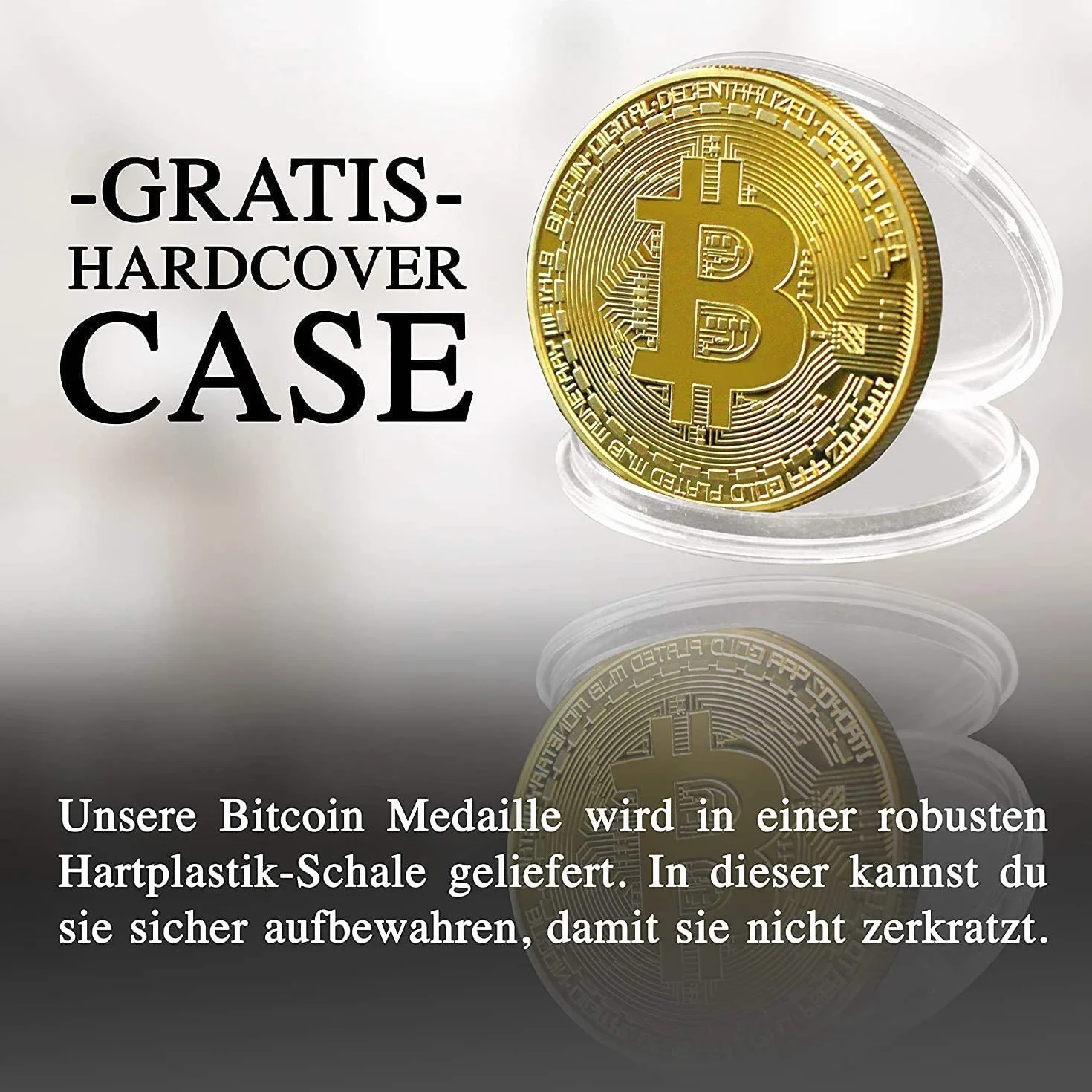 Bitcoin moneta pamiątkowa złocona stop kolekcjonerska prezent 3 opakowania