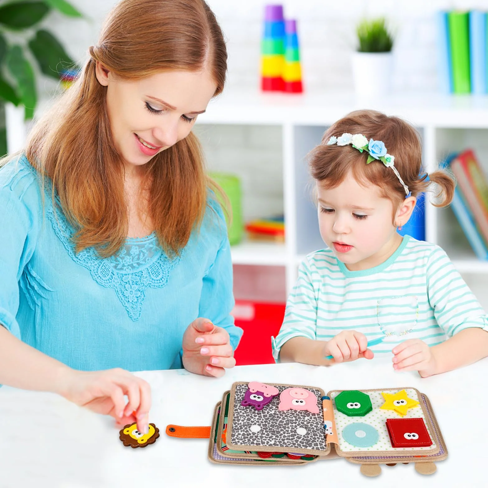 Busy Board Montessori Zabawka od 1, 2, 3 lat Książeczka aktywności z miękkiego filcu Zabawka sensoryczna dla niemowląt na wczesne rozwój i podróże, aktywności edukacyjne przedszkolne, prezent