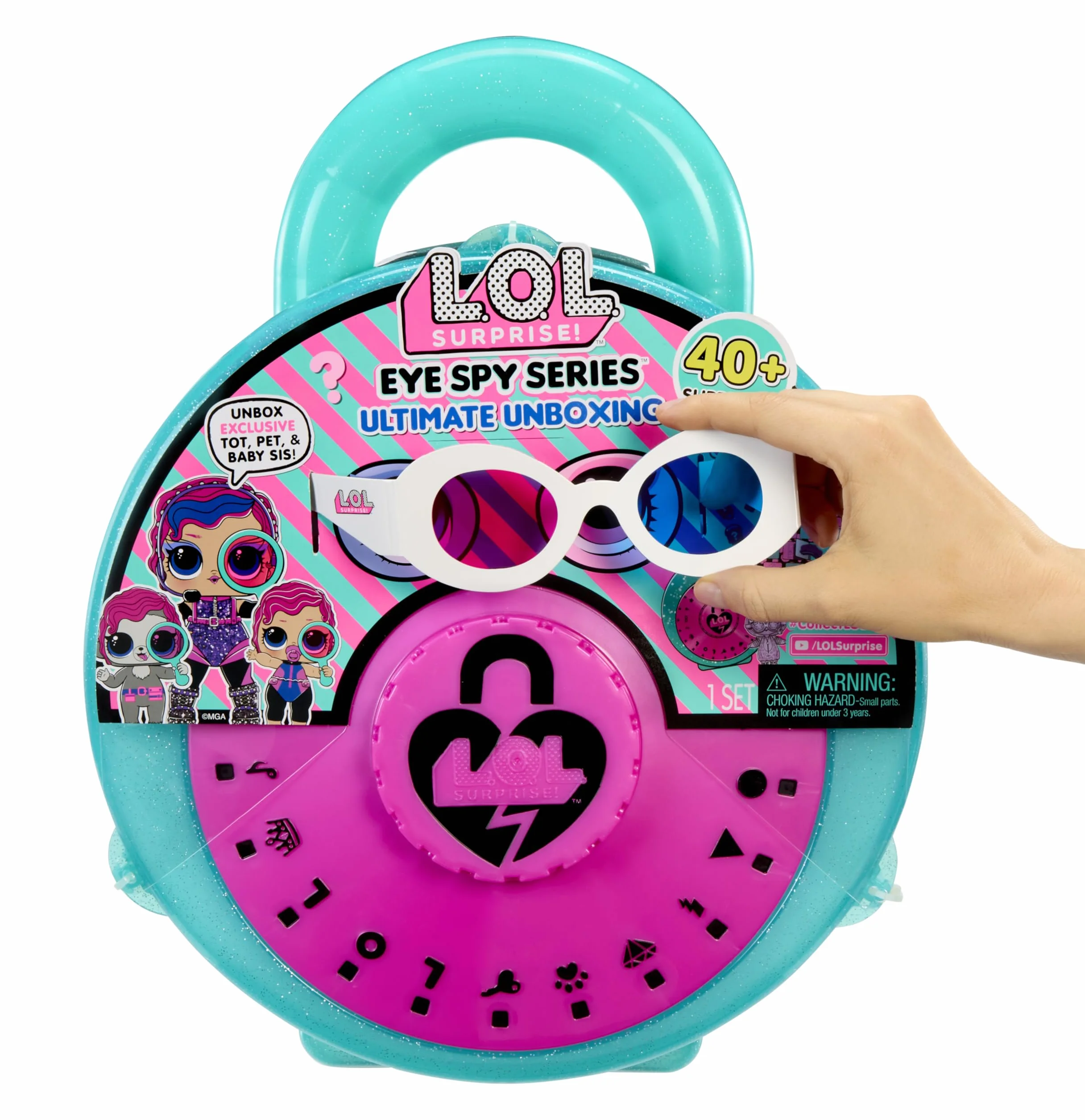 L.O.L. Surprise! Eye Spy Series Ultimate Unboxing – 3 Ekskluzywne Lalki, Opakowanie w Kształcie Kłódki, ponad 40 Niespodzianek do Odkrycia