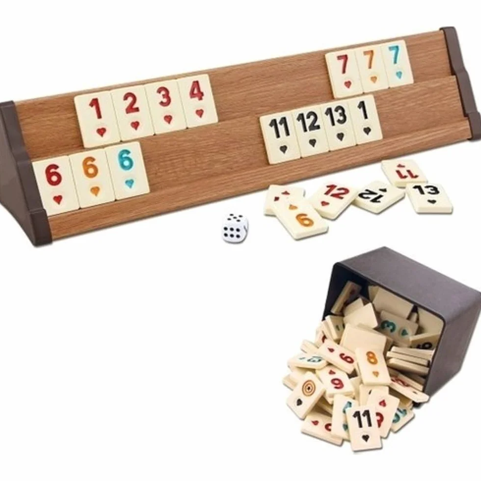 Star Oyun Aletleri Profesjonalny zestaw Rummikub VIP z drewna. Ahsap Okey Takimi, zestaw rummy z kamieniami melaminy, drewno (jasnobrązowy)