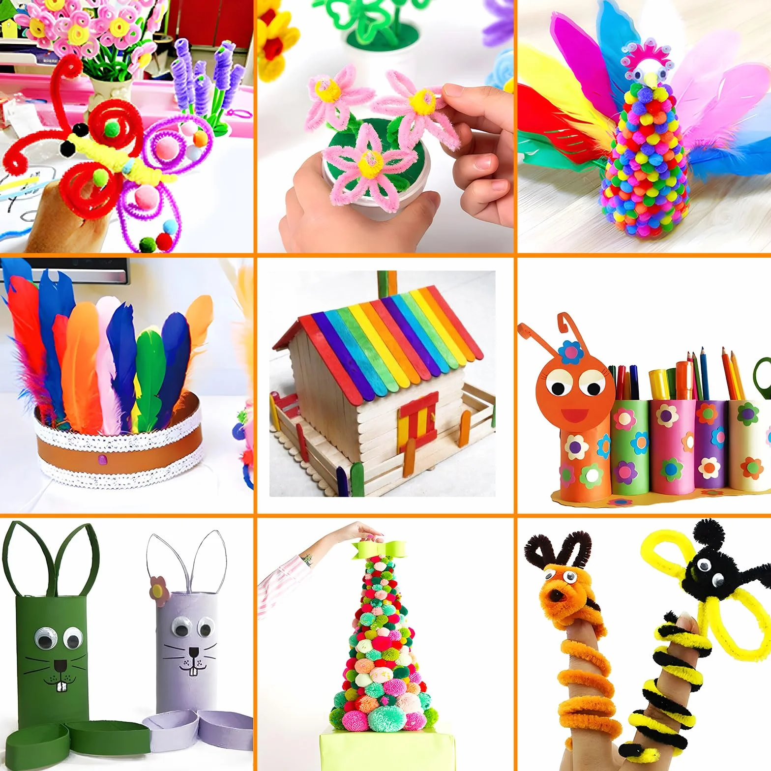 FAMKEEP Zestaw do majsterkowania dla dzieci, 1800 sztuk, sztuka i rękodzieło dla dzieci, akcesoria do majsterkowania, scrapbooking, brokatowe pompony, pióra, guziki, cekiny, perły, prezent, cekiny