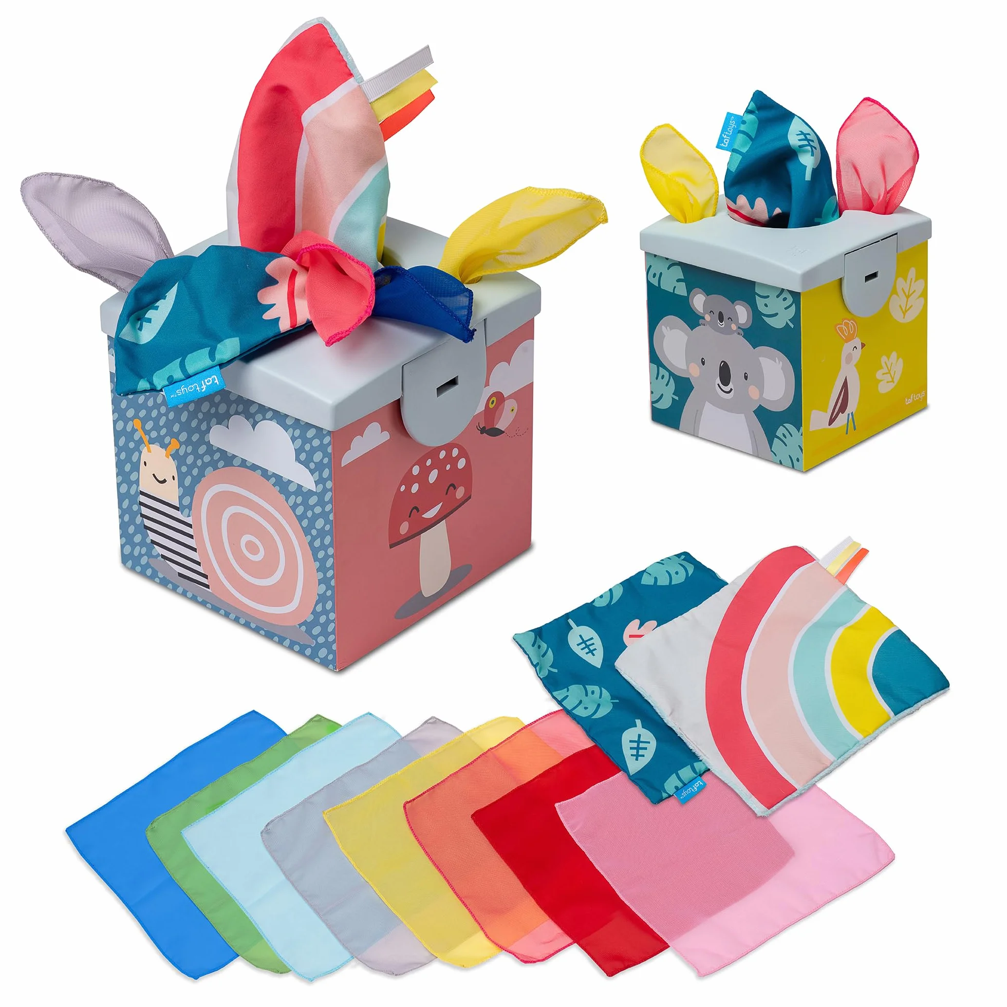 Taf Toys Sensory Wonder Tissue Box For Infants & Toddlers, Colourful Pull Scarves and Koala Daydream Crinkling Blankies For Educational Preschool Learning & Development