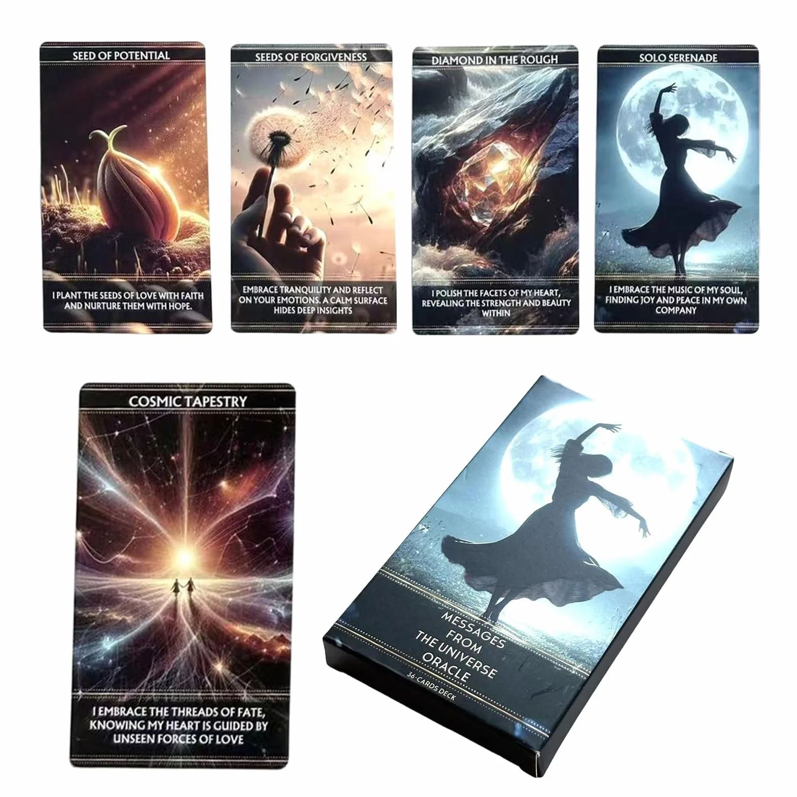 Tarot Cards 36 Sheet Portable Divination Deck for Beginners with Meanings