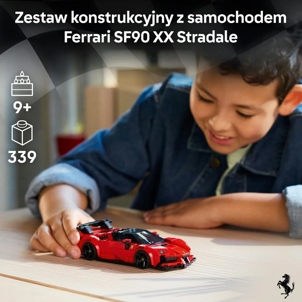 LEGO Speed Champions Samochód sportowy Ferrari SF90 XX Stradale, zabawka konstrukcyjna dla dzieci w wieku od 9 lat, pomysł na prezent dla chłopców, dziewczynek i miłośników samochodów 77254
