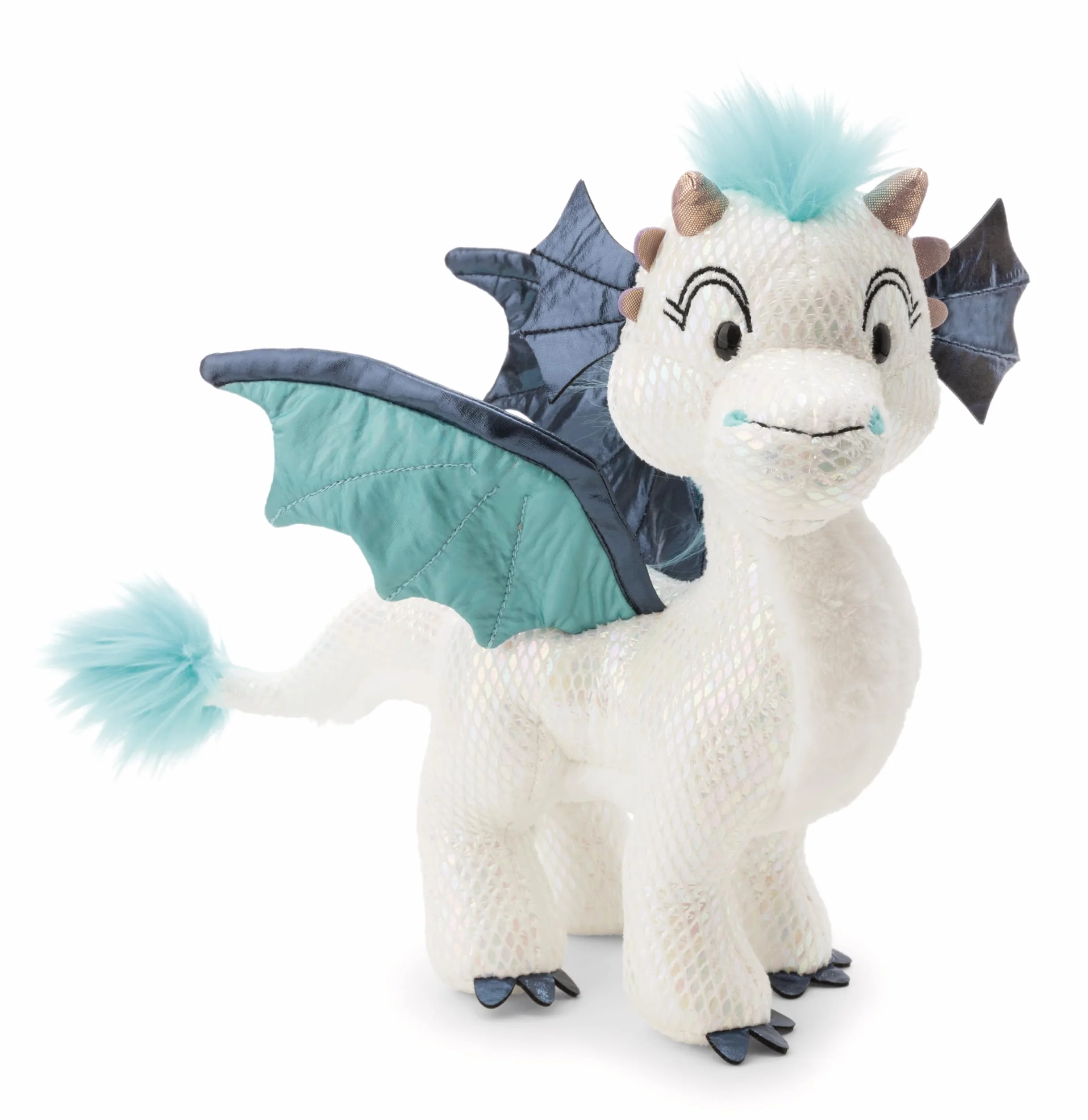 NICI 62420 Smok Zafura, miękki pluszak z brokatowym efektem, maskotka do przytulania i zabawy dla dzieci i dorosłych, 27 cm, biały