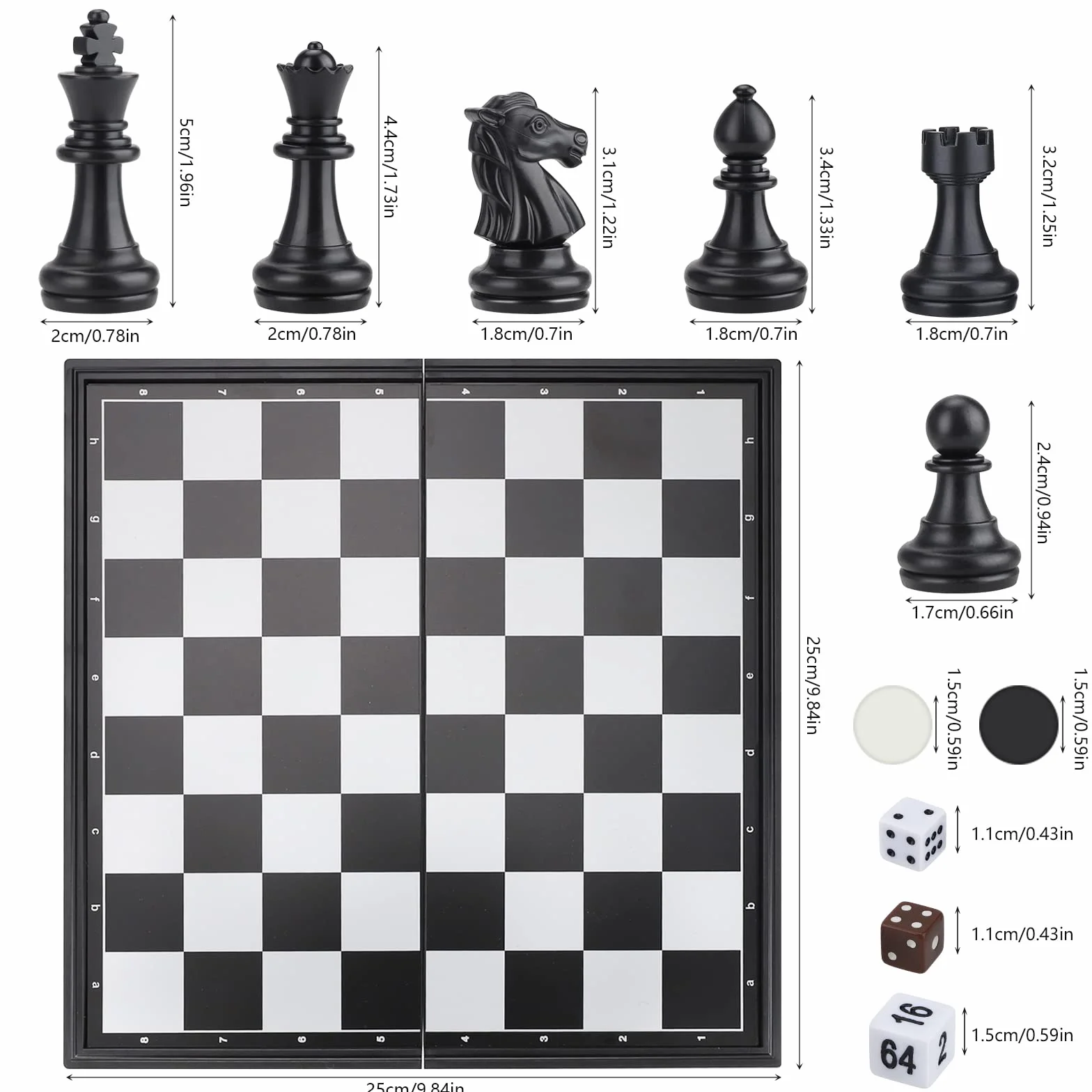 Zestaw szachów 3 w 1, backgammon, magnetyczna, przenośna, zestaw do zabawy, tradycyjna gra strategiczna dla dzieci/dorosłych (25 x 25 cm)