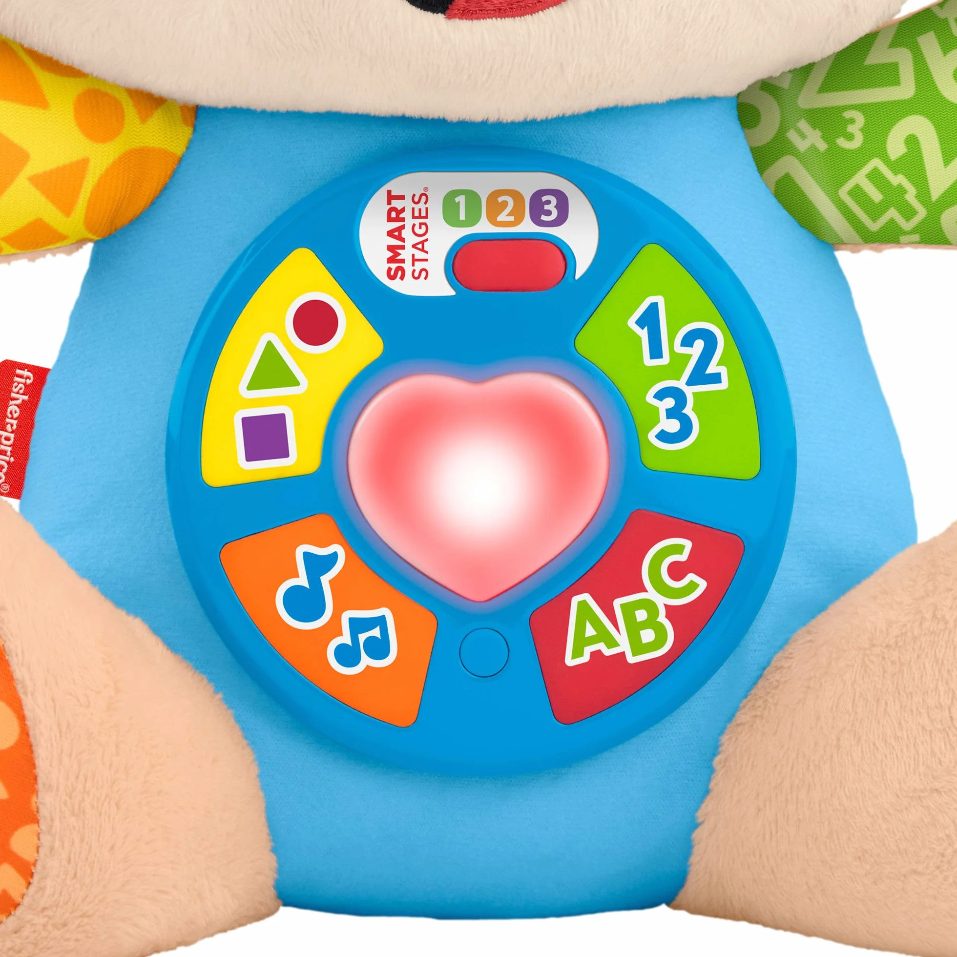 Fisher-Price Ucz się i śmiej! Szczeniaczek Uczniaczek - Poziomy nauki - Edukacyjna interaktywna zabawka, wersja wielojęzykowa: polski; węgierski; czeski; słowacki; angielski, piesek przytulanka, JFD27