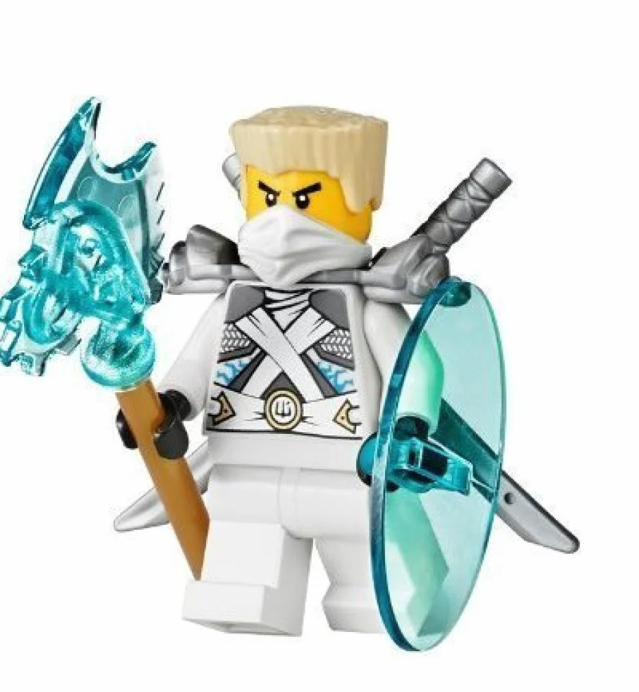 Lego Ninjago Minifigurka Zane Titanium Ninja z 70728 z bronią NOWA
