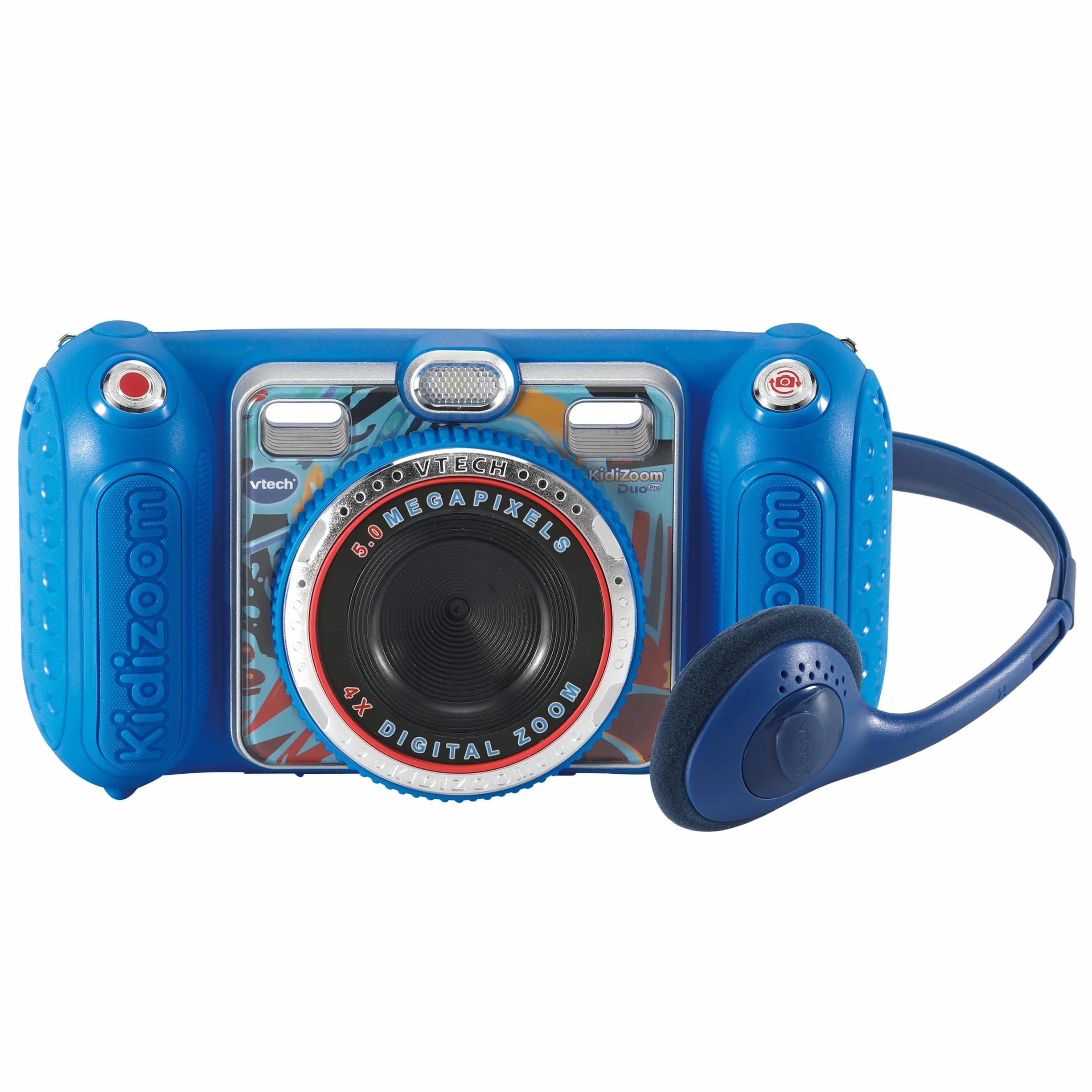 VTech KidiZoom Duo Pro Bundle z bezpłatną torbą – tylko na krótki czas – aparat dziecięcy z 2 kamerami, funkcją zdjęć i wideo, grania, odtwarzaczem muzyki i wieloma innymi, niebieski