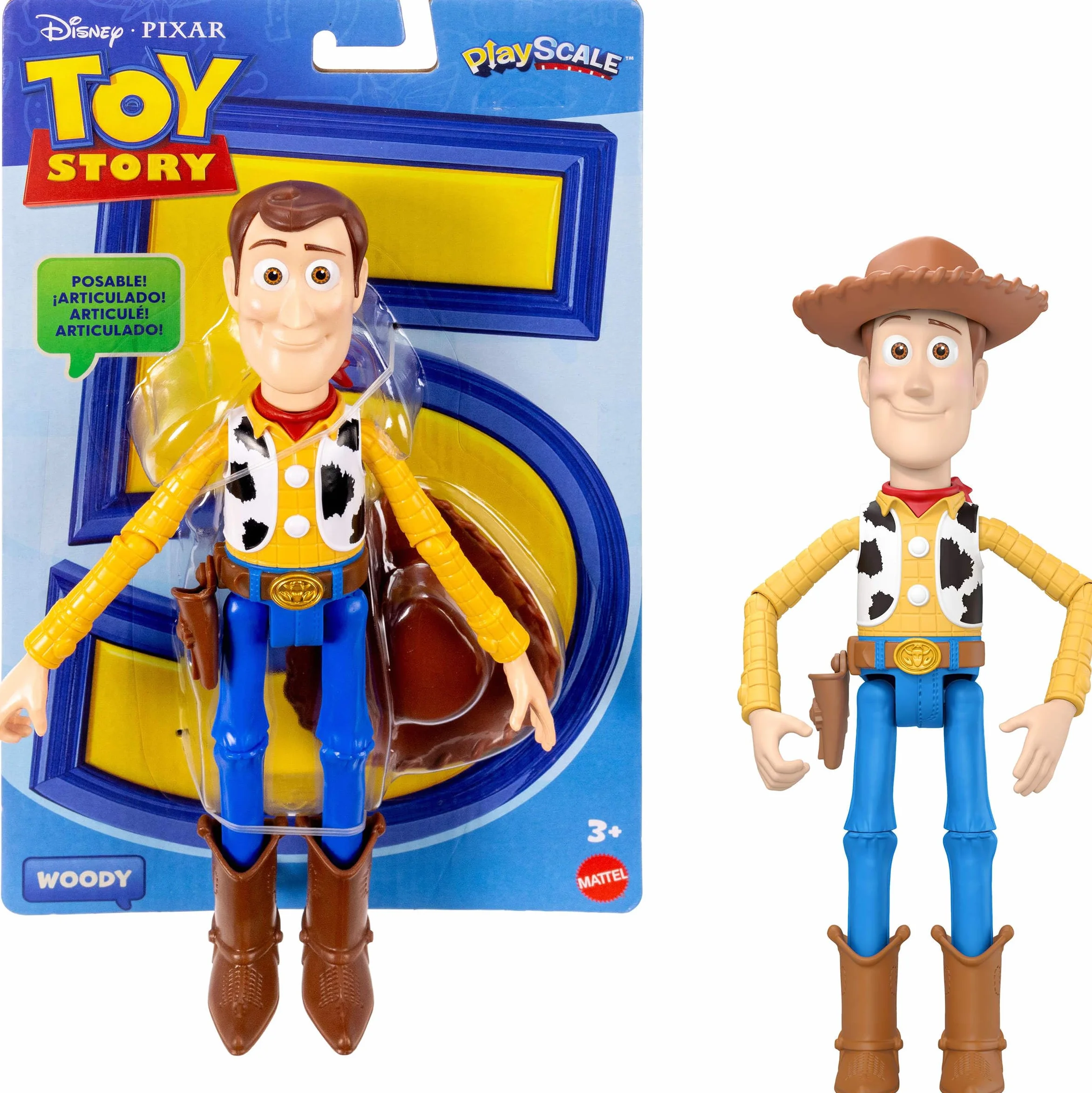 Mattel Disney Pixar Toy Story 5 PlayScale Chudy Figurka (ok. 23 cm), Kowboj szeryf, 14 punktów ruchu, zdejmowany kapelusz, filmowy wygląd, zabawka dla dzieci 3+, JKV14