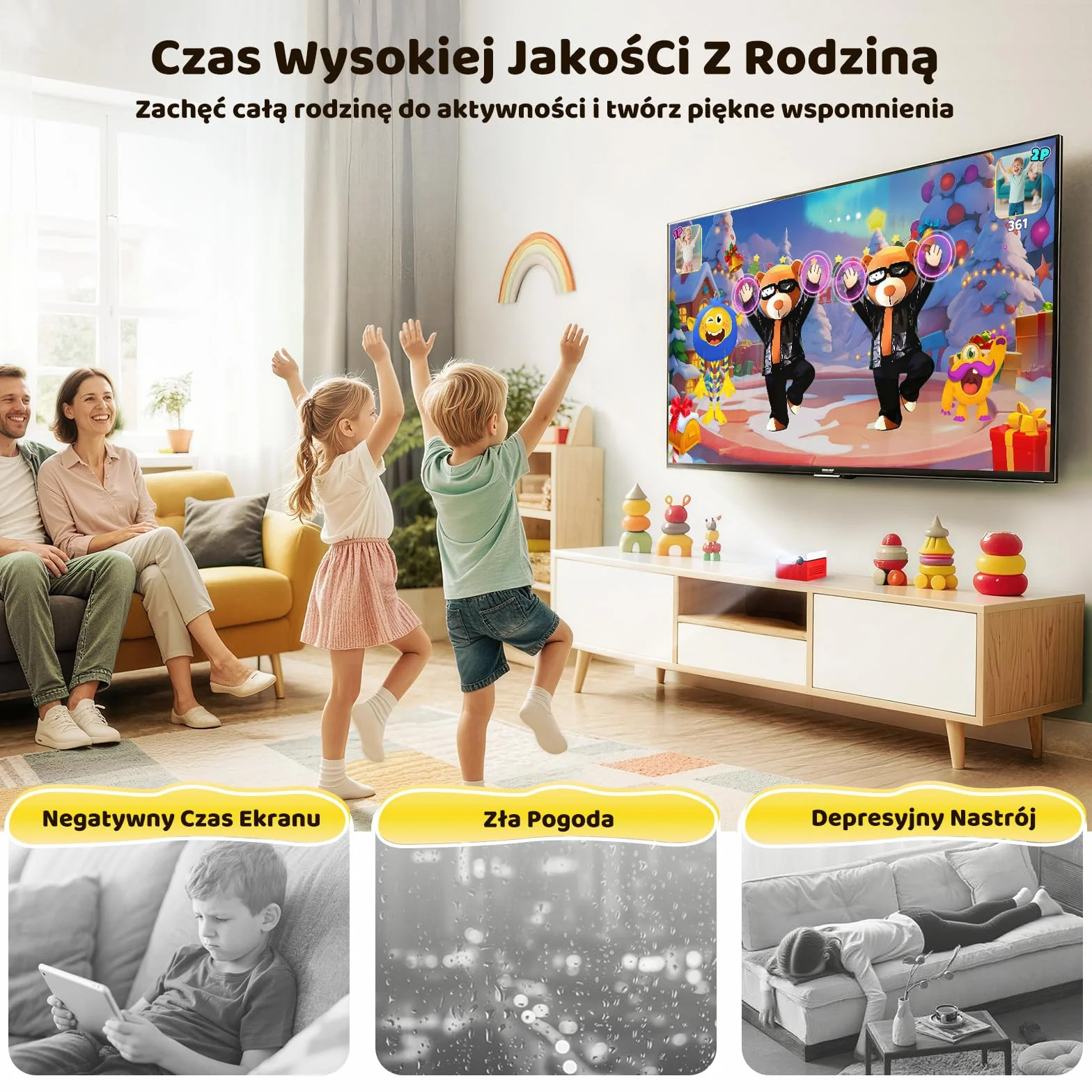 KINHANK MotionX Konsola do Gier z Czujnikiem Ruchu - Interaktywna Konsola do Gier dla Rodziców i Dzieci, Stałe Aktualizacje/Brak Kontrolera/Brak Subskrypcji, Prezent dla Dzieci, Plug & Play, 41 Gier