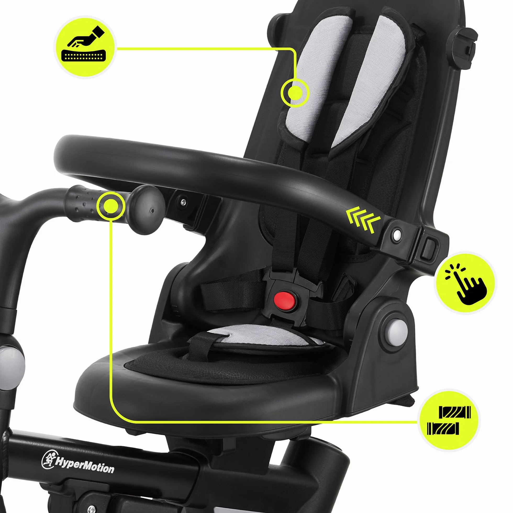HyperMotion Rowerek Trójkołowy 8w1 TOBI FOREST – Modułowy Rower z Daszkiem, Pchaczem i Obrotowym Fotelikiem – Dla Dzieci 1-5 Lat – Kompaktowy i Regulowany (GRAY)