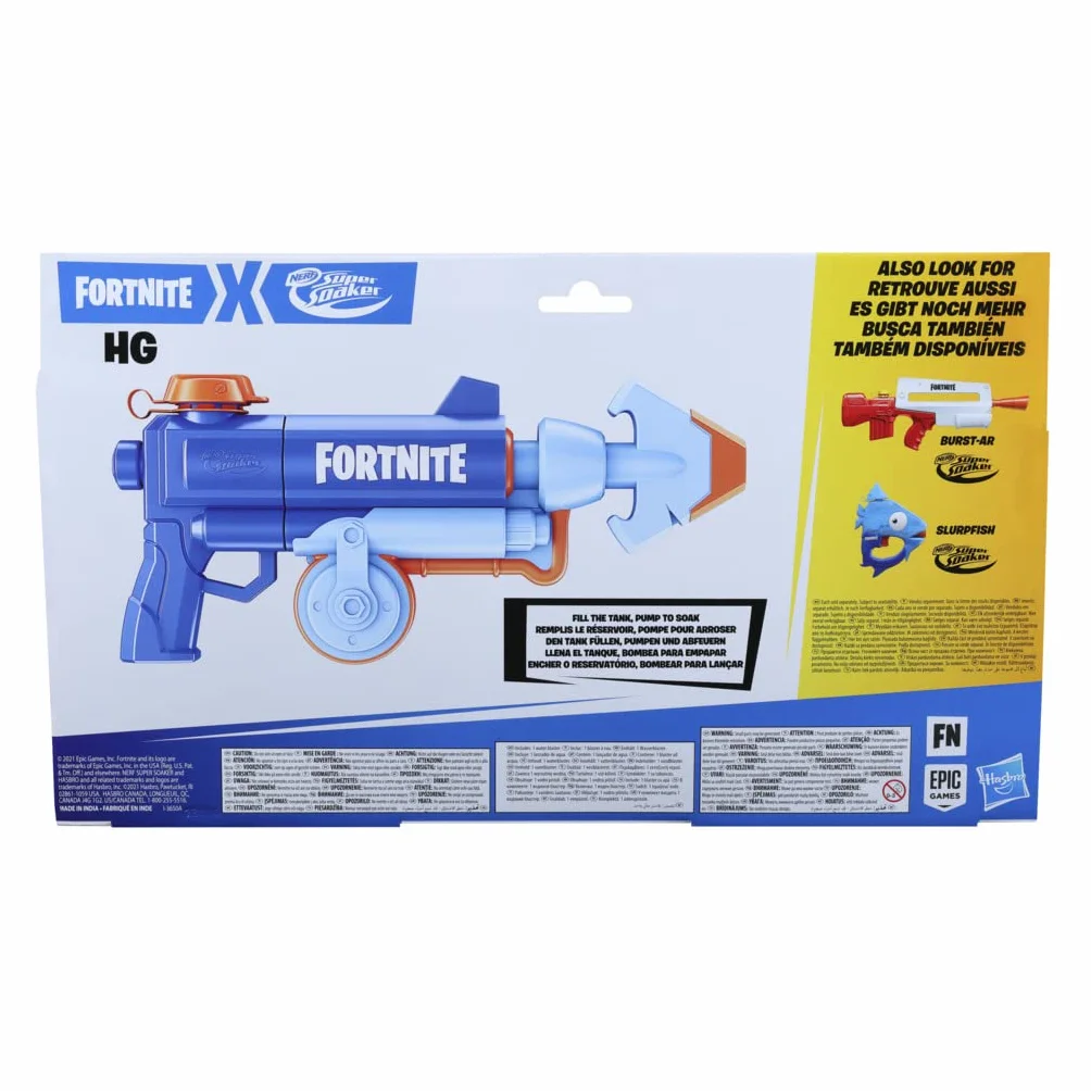 Super Soaker 5010993898794 Nerf Fortnite HG Water Blaster, Pump-Action Soakage, Outdoor Summer Games for Teens, Adults, Multi